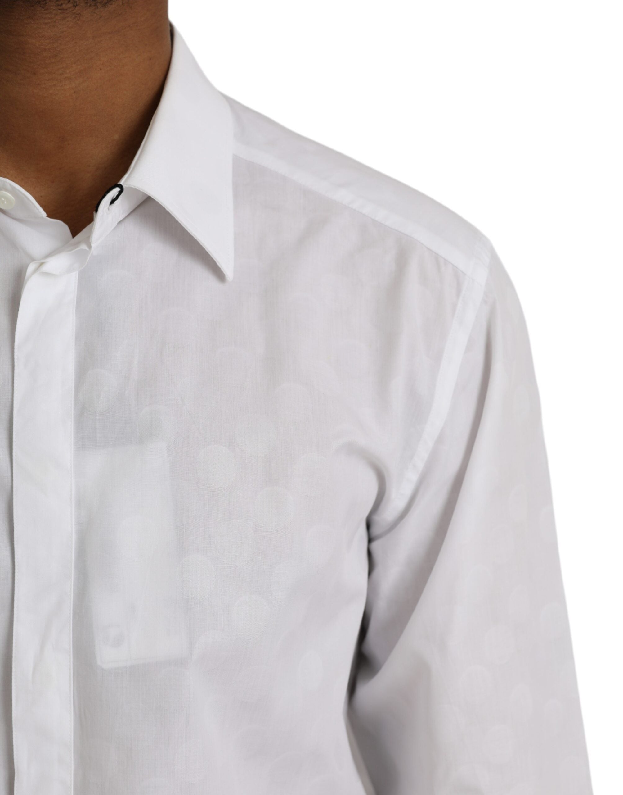 Dolce & Gabbana White Polka Dotted Cotton Dress GOLD Men's Shirt