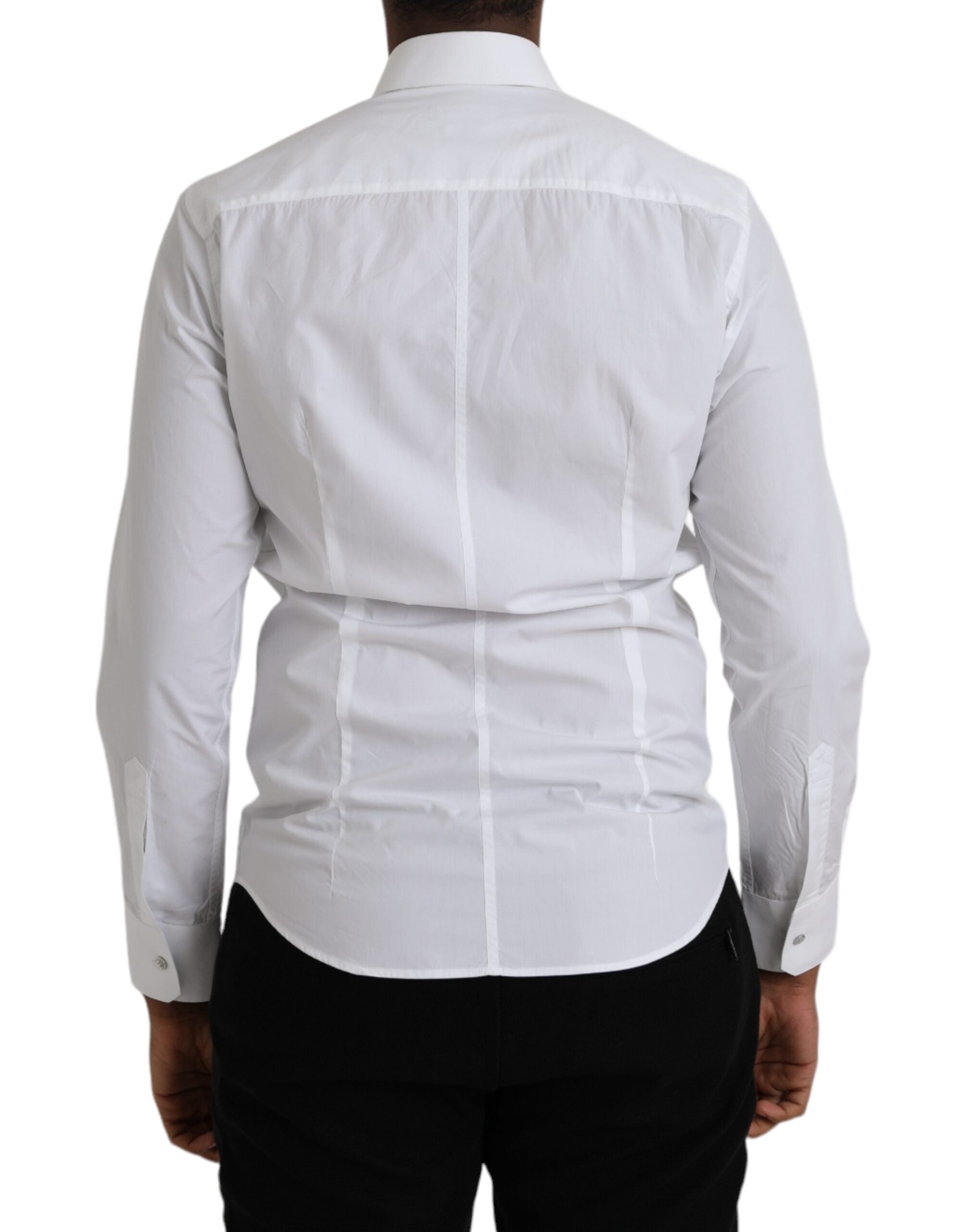 Dolce & Gabbana White Cotton Long Sleeve Dress MARTINI Men's Shirt