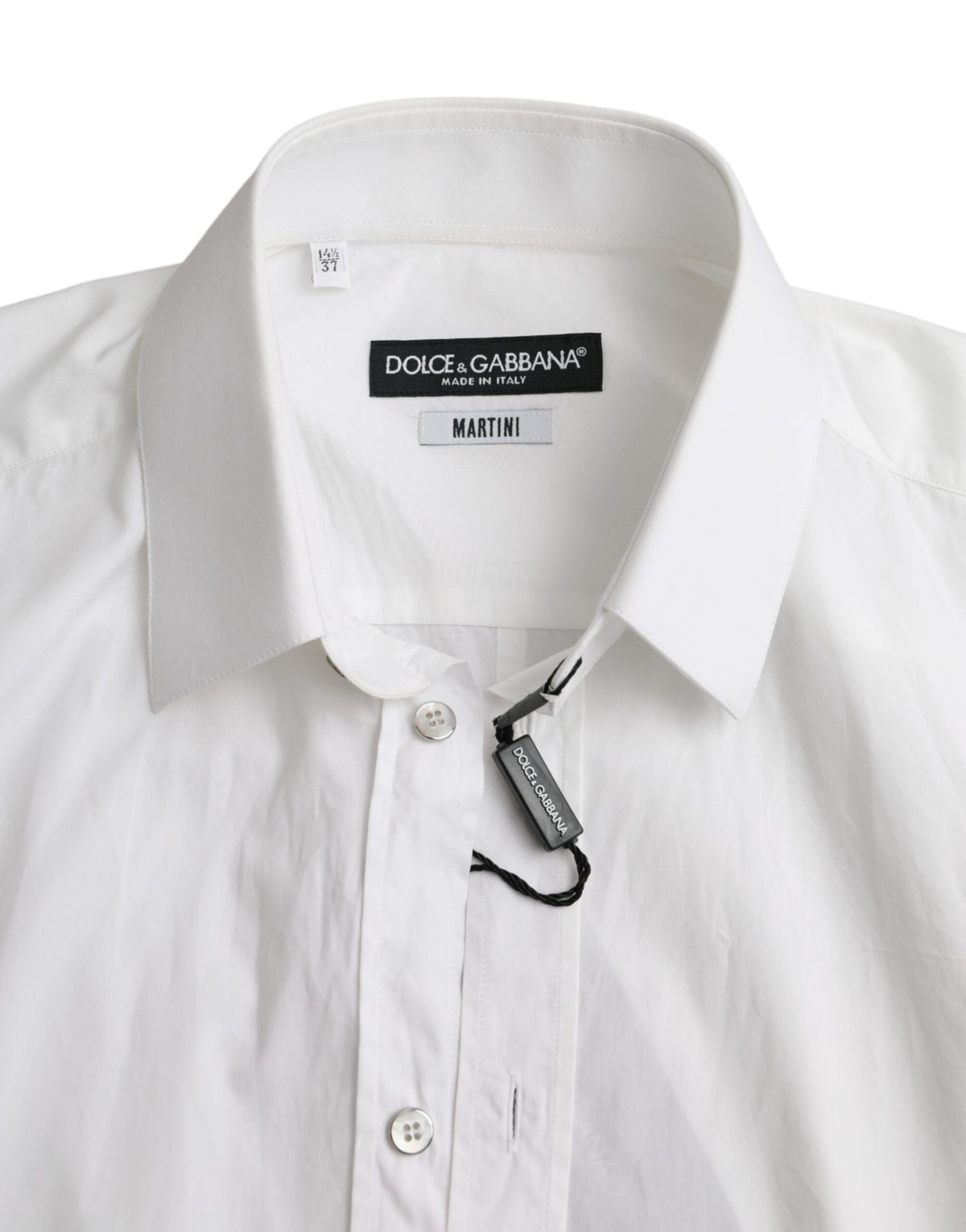 Dolce & Gabbana White Cotton Long Sleeve Dress MARTINI Men's Shirt