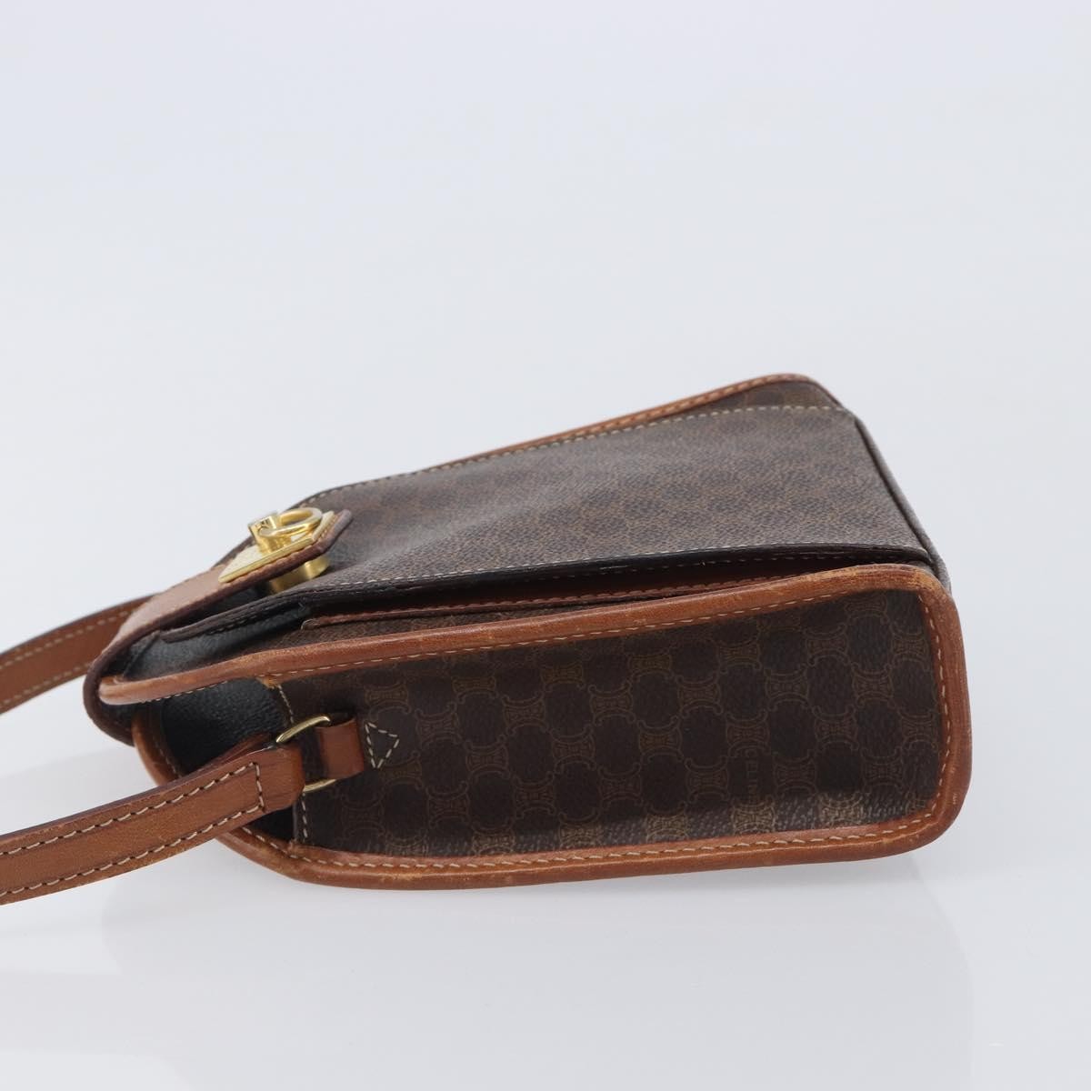 Celine Macadam Shoulder Canvas Brown Canvas Crossbody Bag Bag (Pre-Owned)