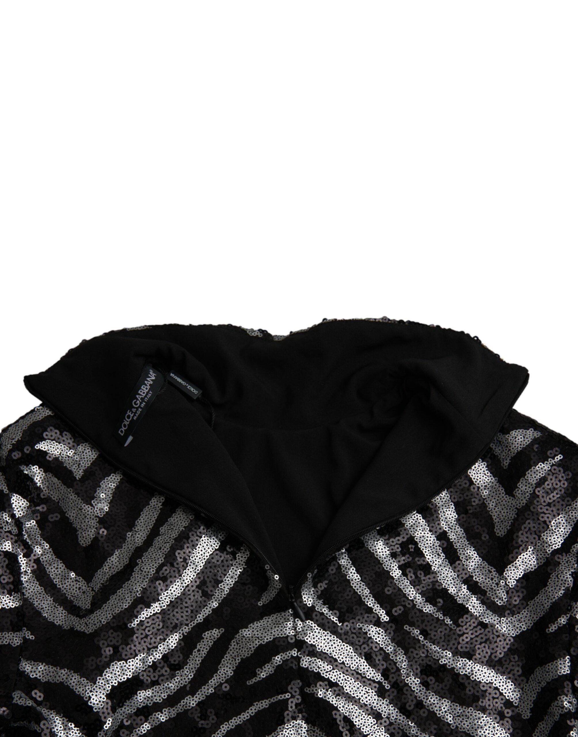 Dolce & Gabbana Black Silver Sequined Polyester Men's Sweater