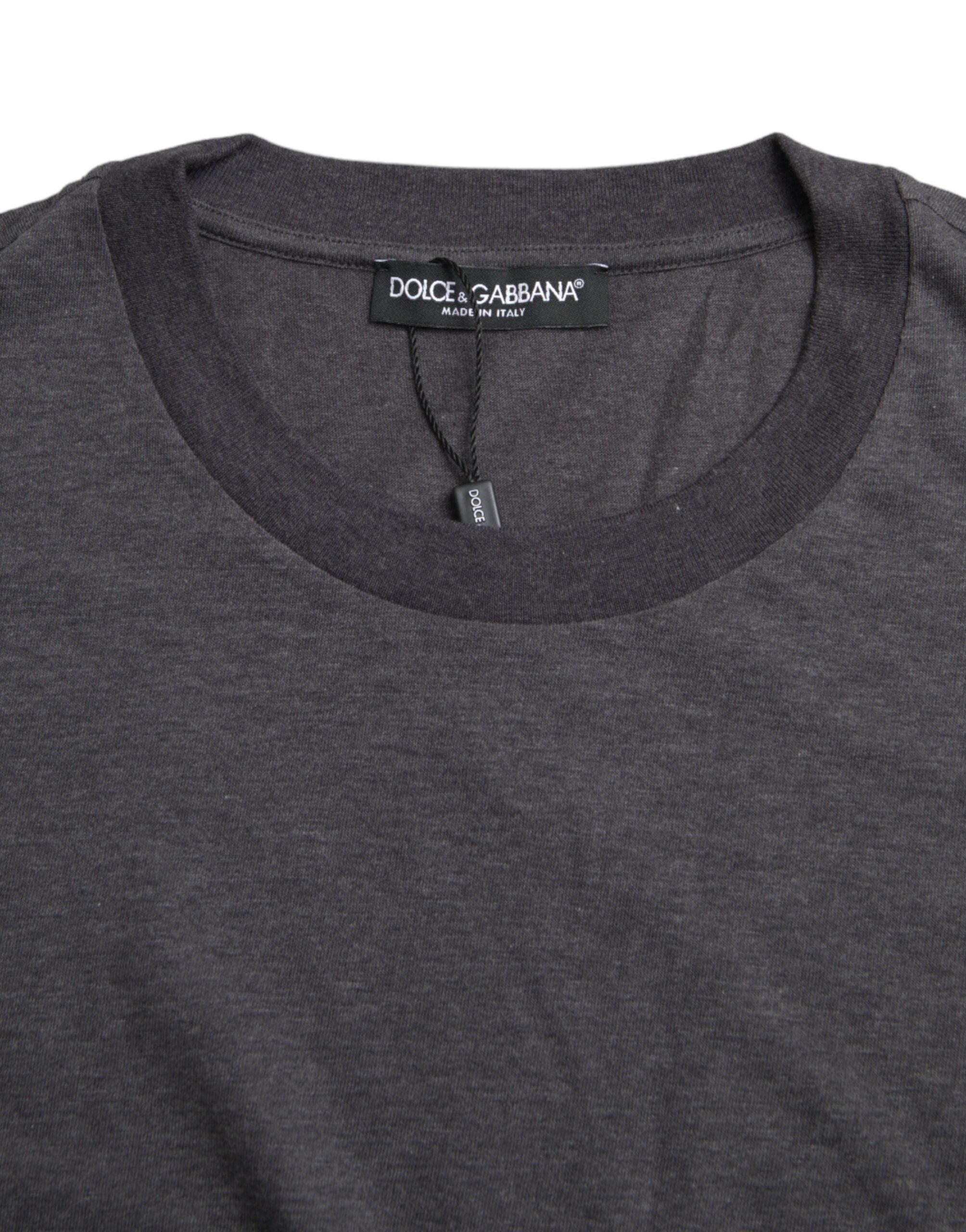 Dolce & Gabbana Gray Cotton Round Neck Short Sleeve Men's T-shirt