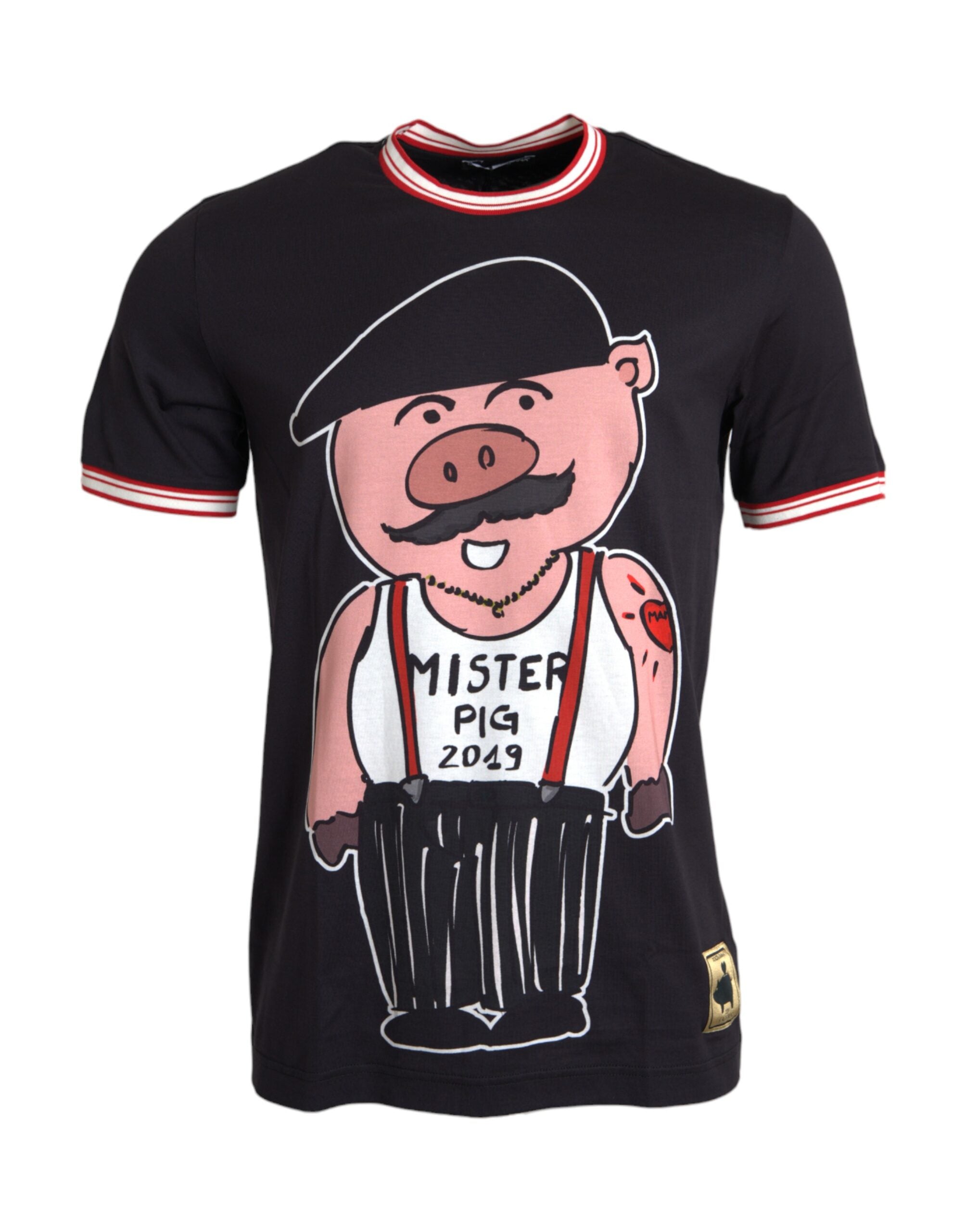 Dolce & Gabbana Black Cotton 2019 Year of the Pig Men's T-shirt