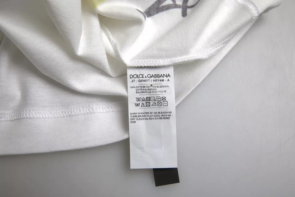 Dolce & Gabbana White Graphic Cotton Short Sleeves Men Men's T-shirt