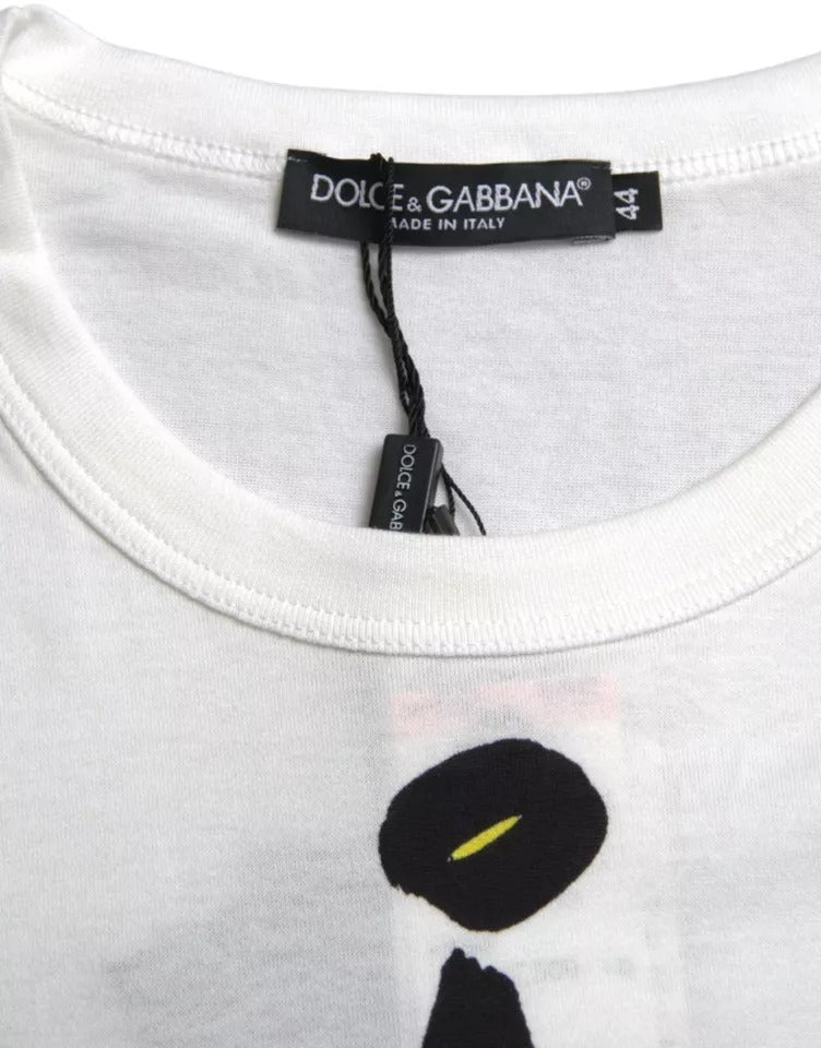Dolce & Gabbana White Graphic Cotton Short Sleeves Men Men's T-shirt