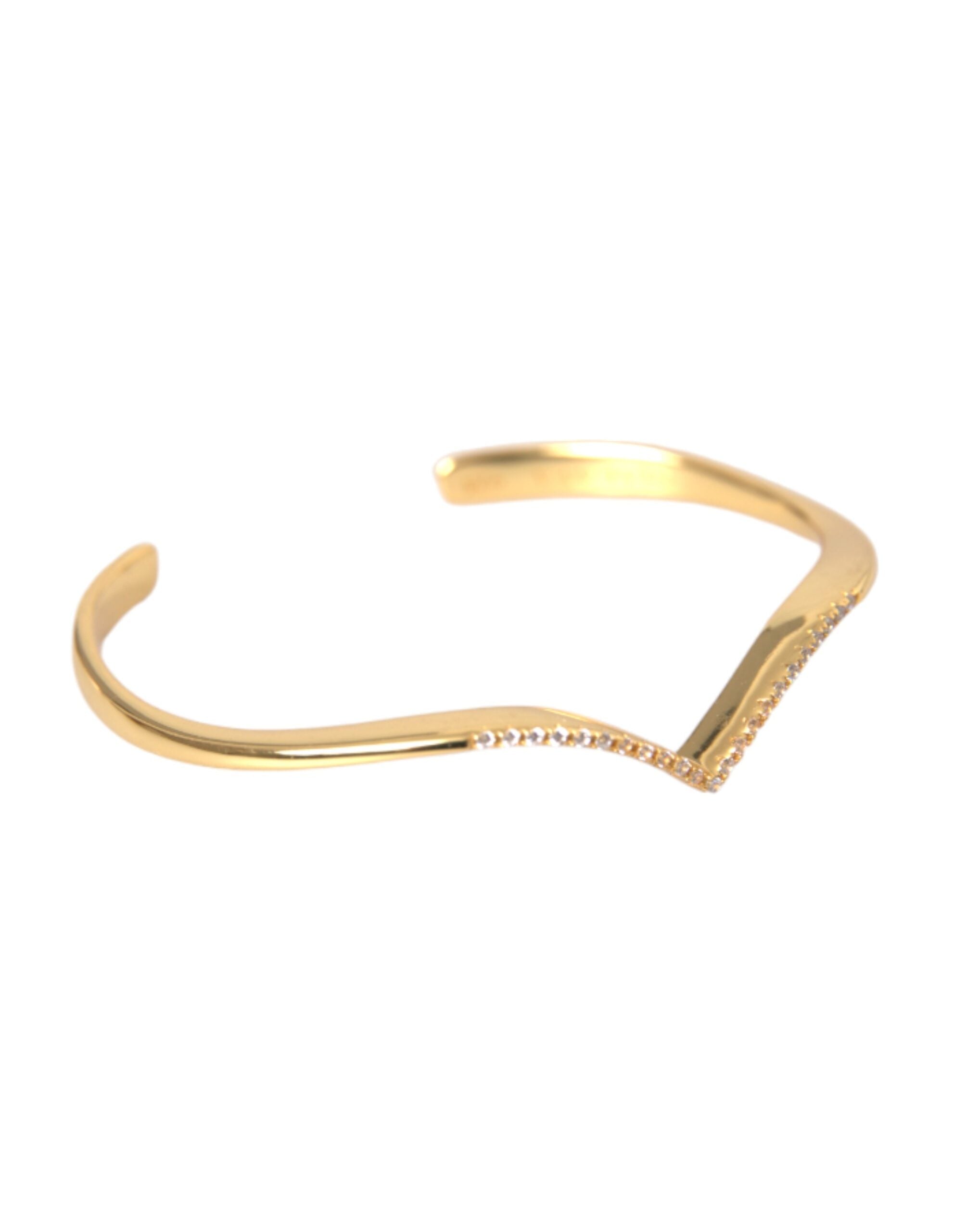 Nialaya Arched Wing Cuff Skyfall Gold CZ 925 Women's Bracelet
