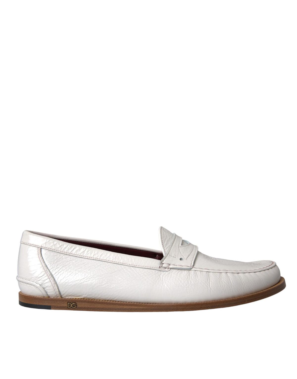 Dolce & Gabbana White Leather Slip On Mocassin Loafers Men display picture 2