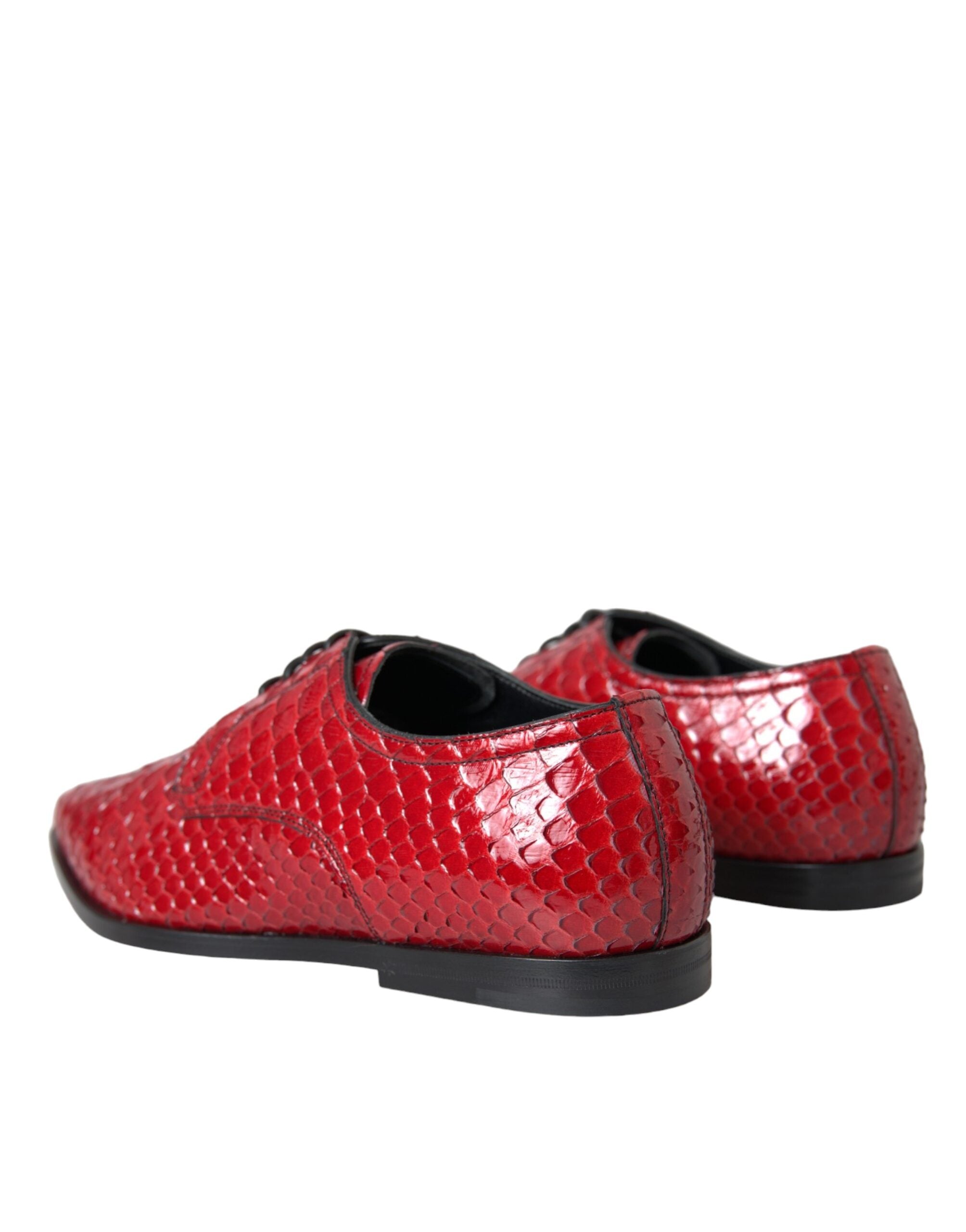 Dolce & Gabbana Red Textured Varnished Derby Men Formal Men's Shoes