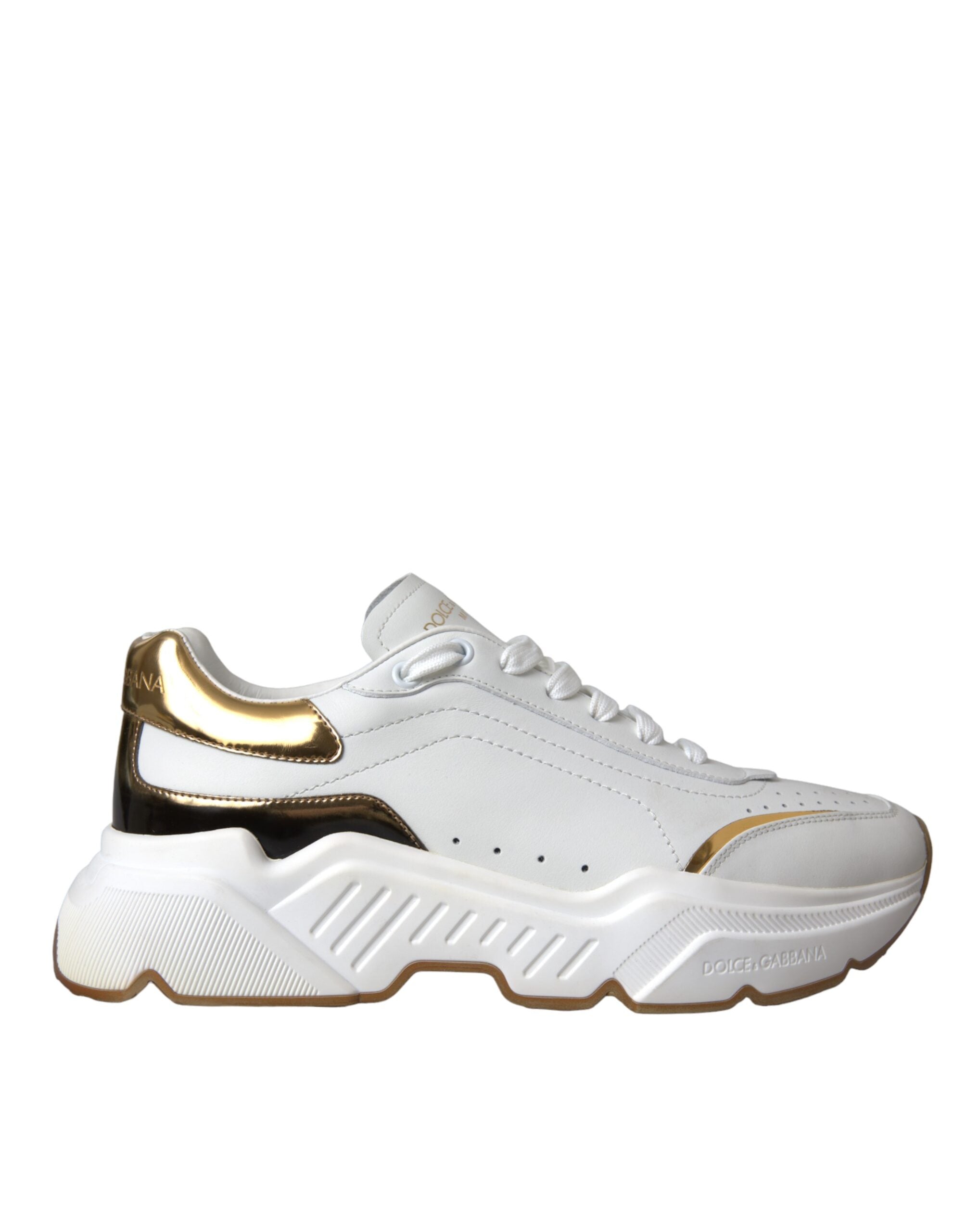Dolce & Gabbana White Gold DAYMASTER Leather Sneakers Women's Shoes