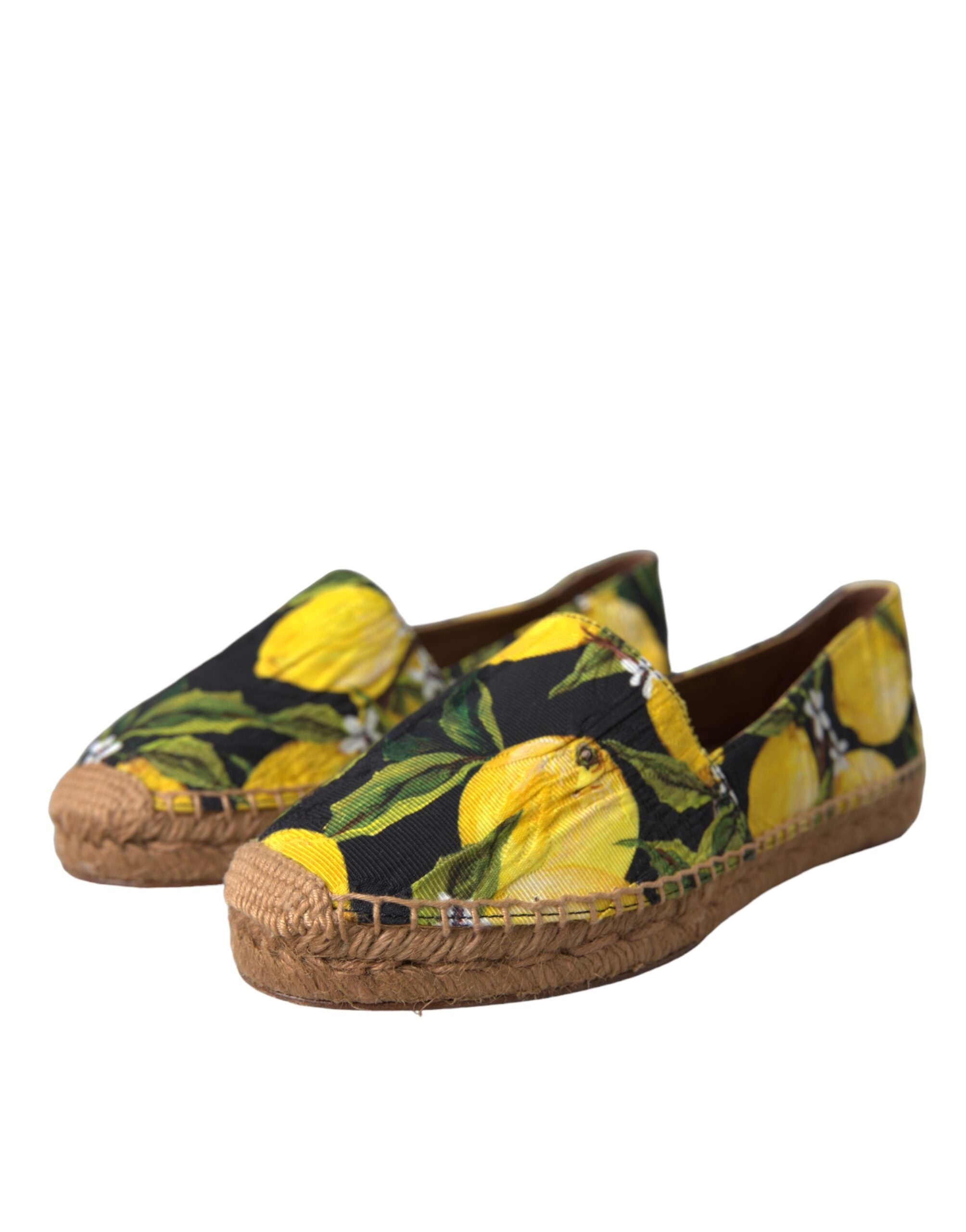 Dolce & Gabbana Multicolor Lemon Slip On Espadrilles Women's Shoes