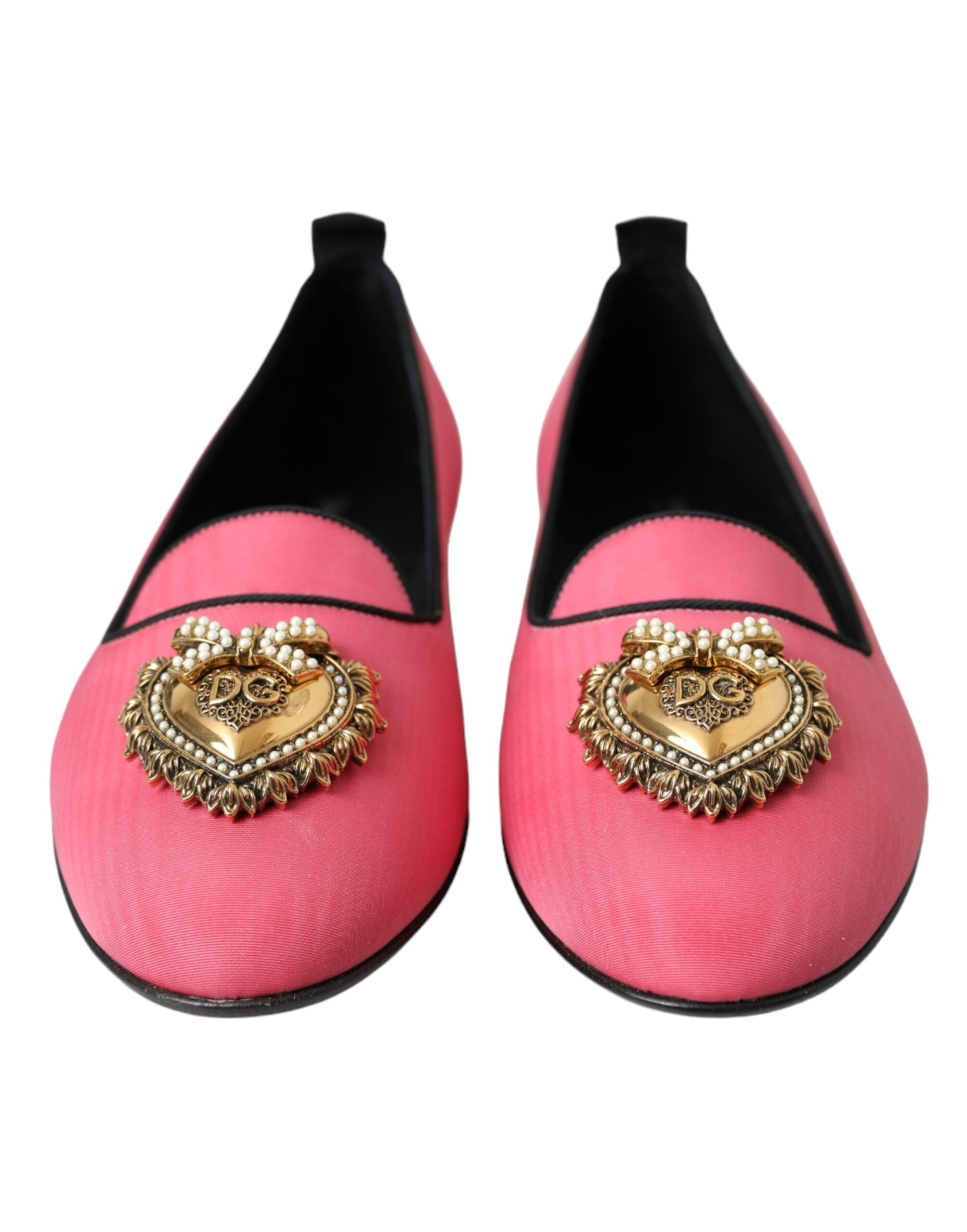 Dolce & Gabbana Pink Velvet Slip On Loafers Flats Women's Shoes