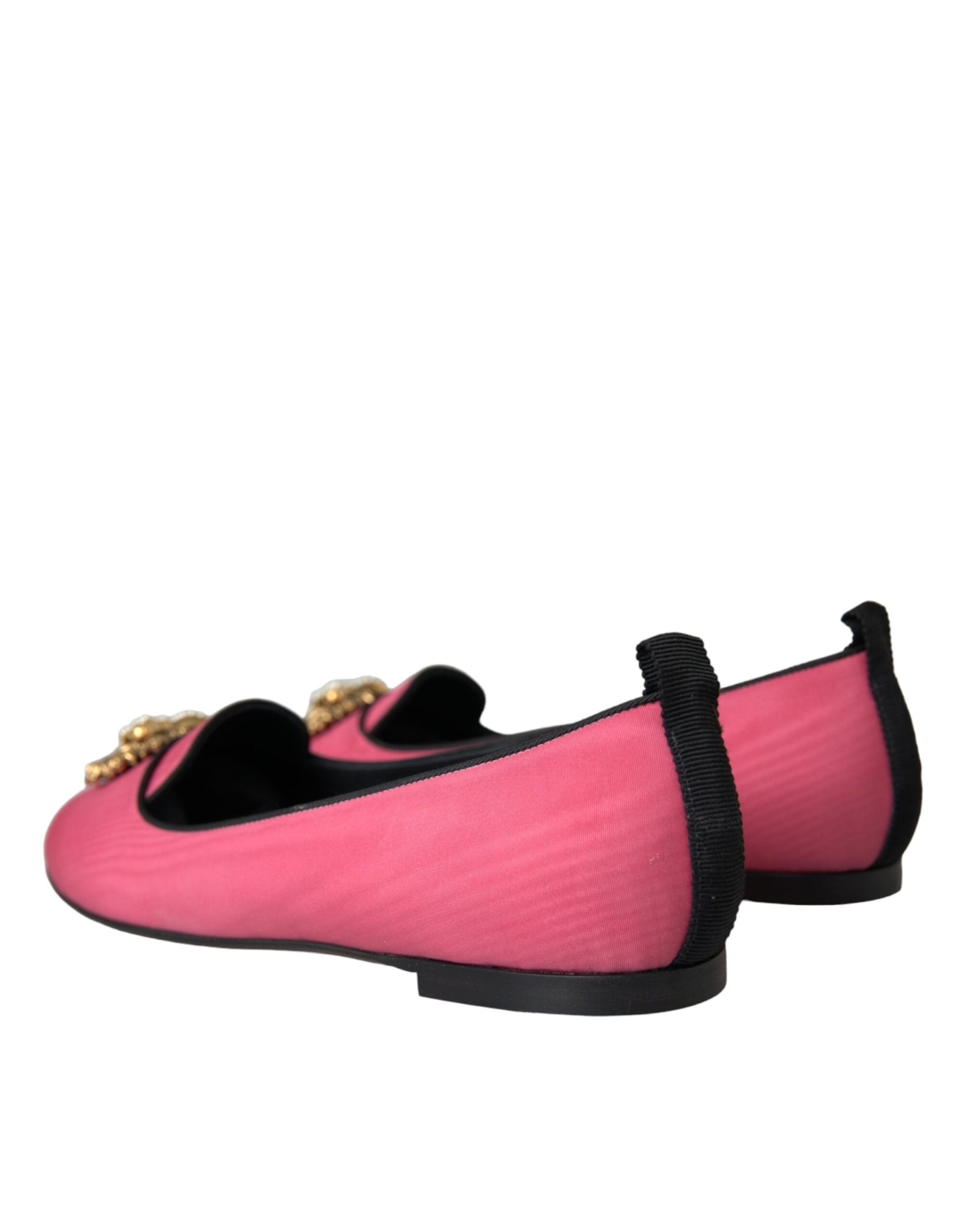 Dolce & Gabbana Pink Velvet Slip On Loafers Flats Women's Shoes