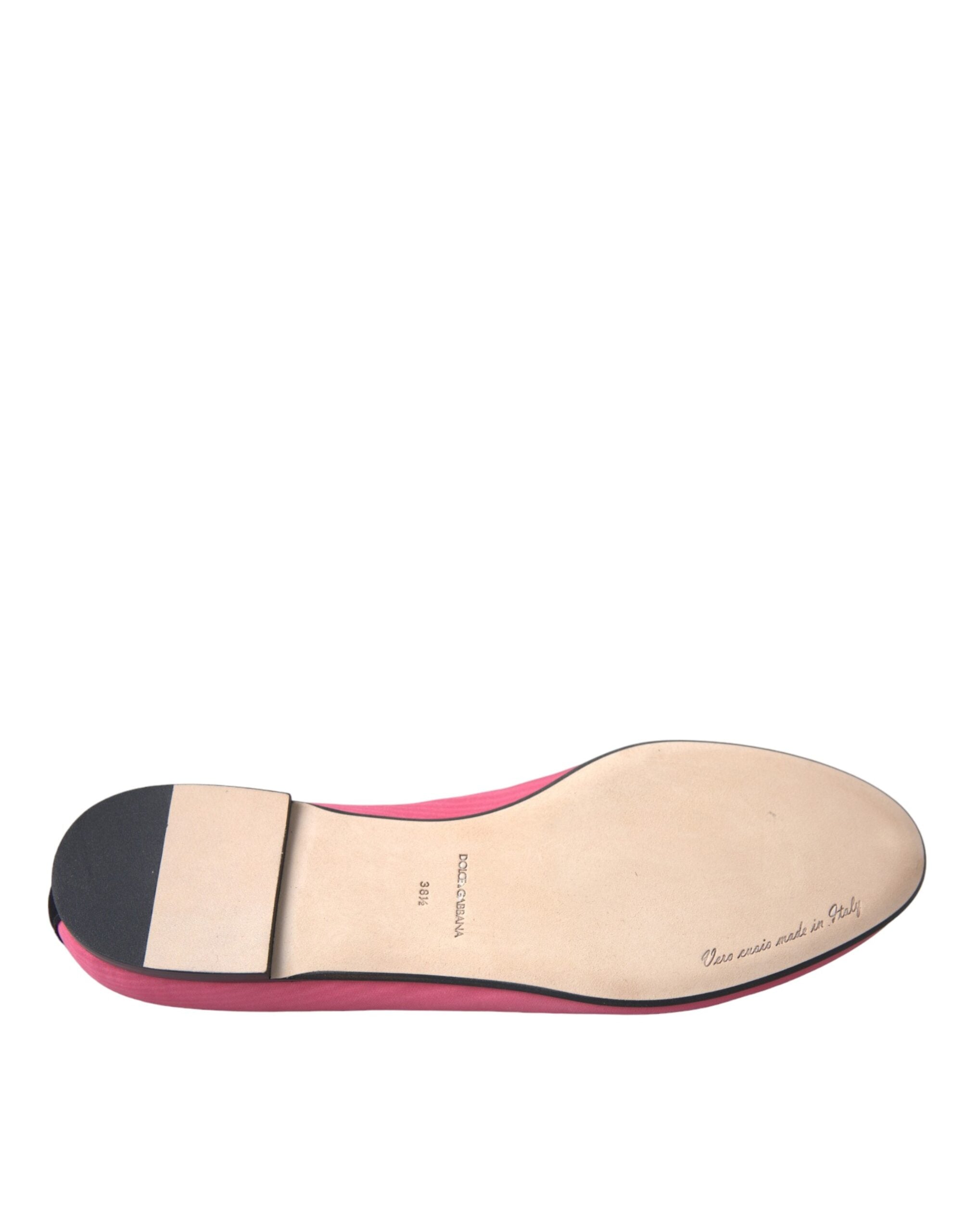 Dolce & Gabbana Pink Velvet Slip On Loafers Flats Women's Shoes