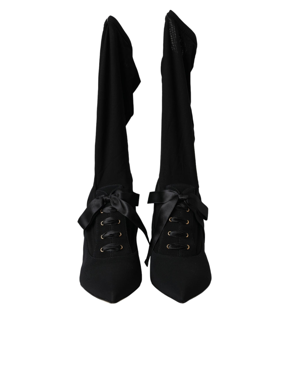 Dolce & Gabbana Black Stiletto Heels Mid Calf Boots Women's Shoes