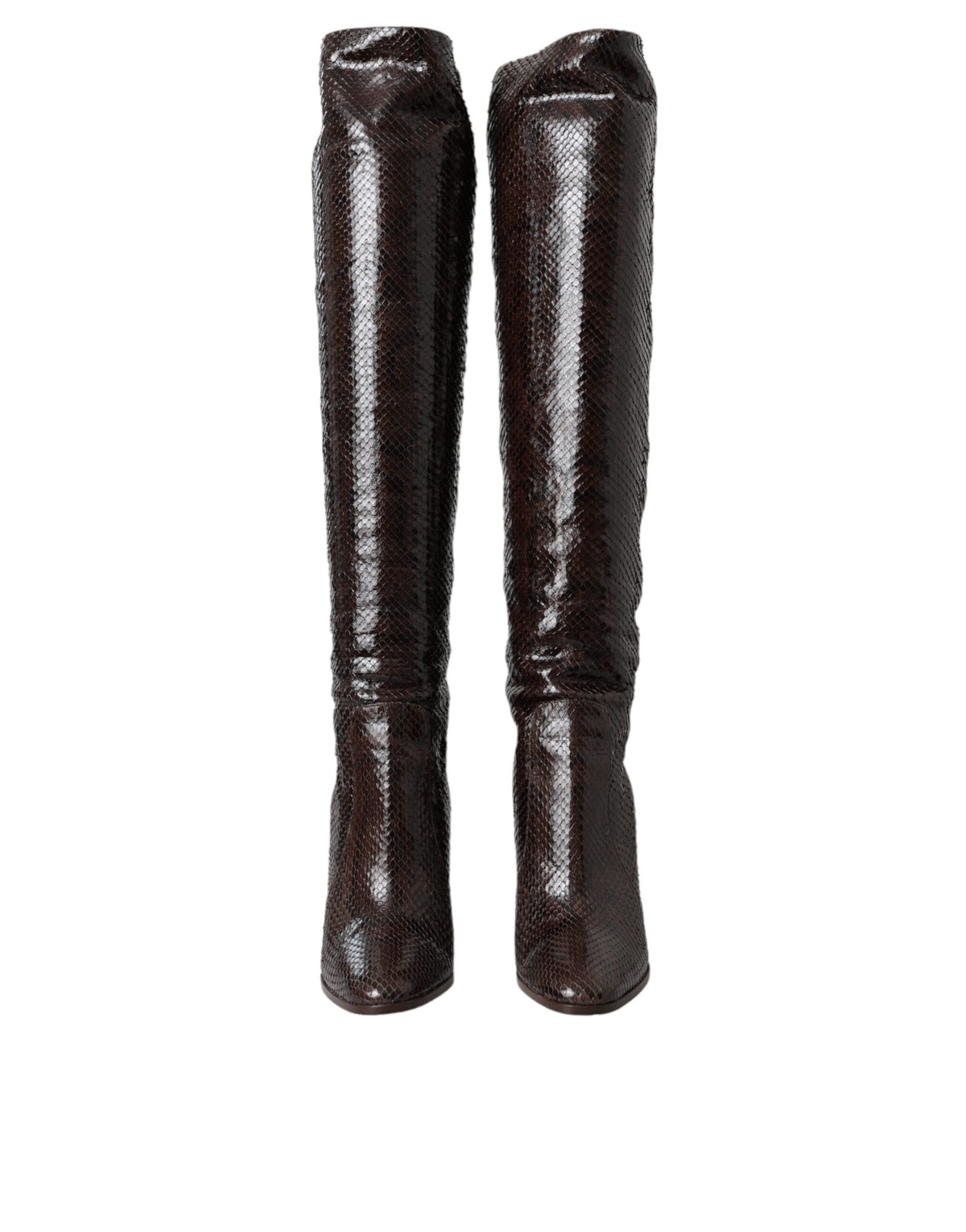 Dolce & Gabbana Brown Exotic Leather Heels High Boots Women's Shoes