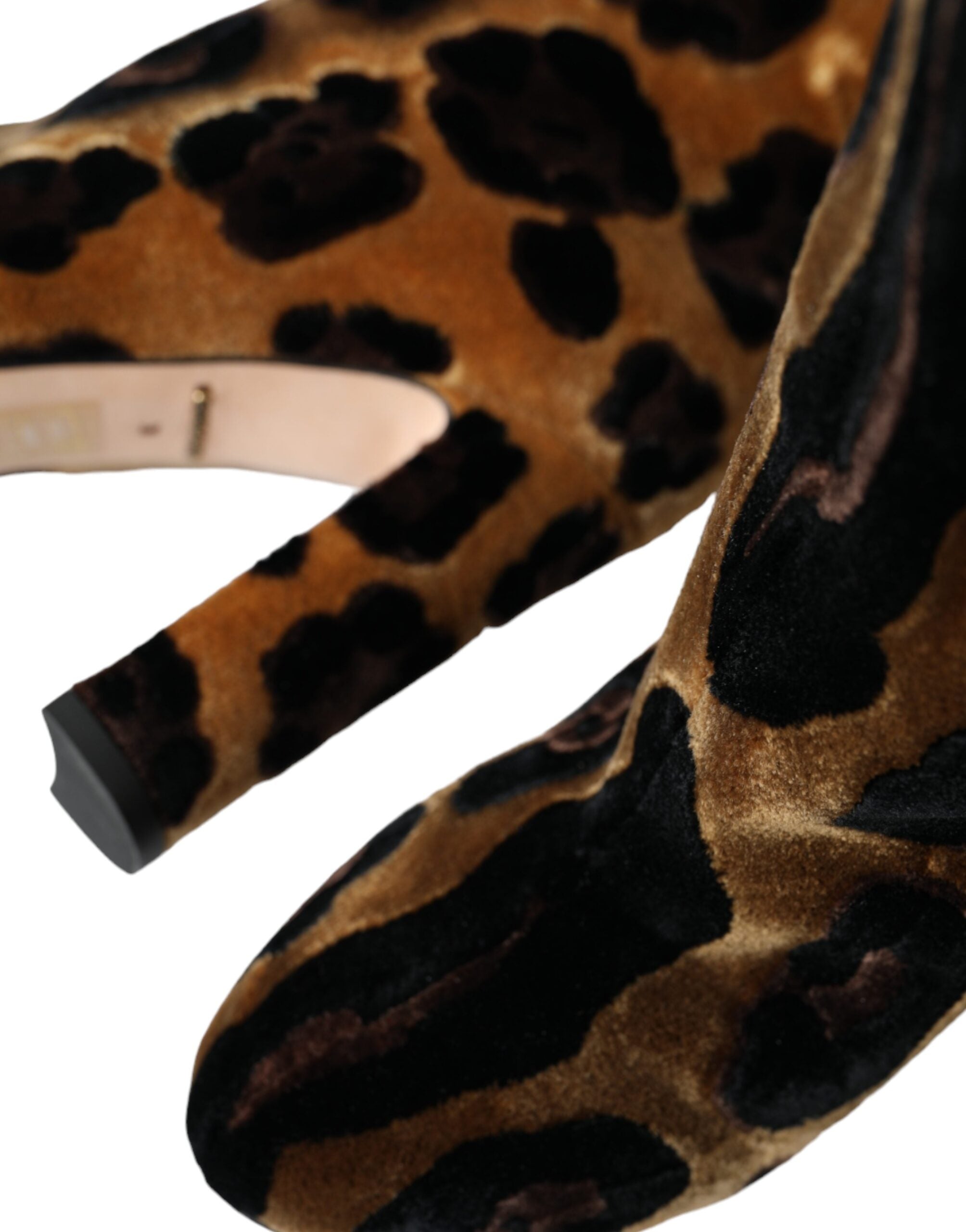 Dolce & Gabbana Brown Giraffe Velvet Leather Boots Women's Shoes