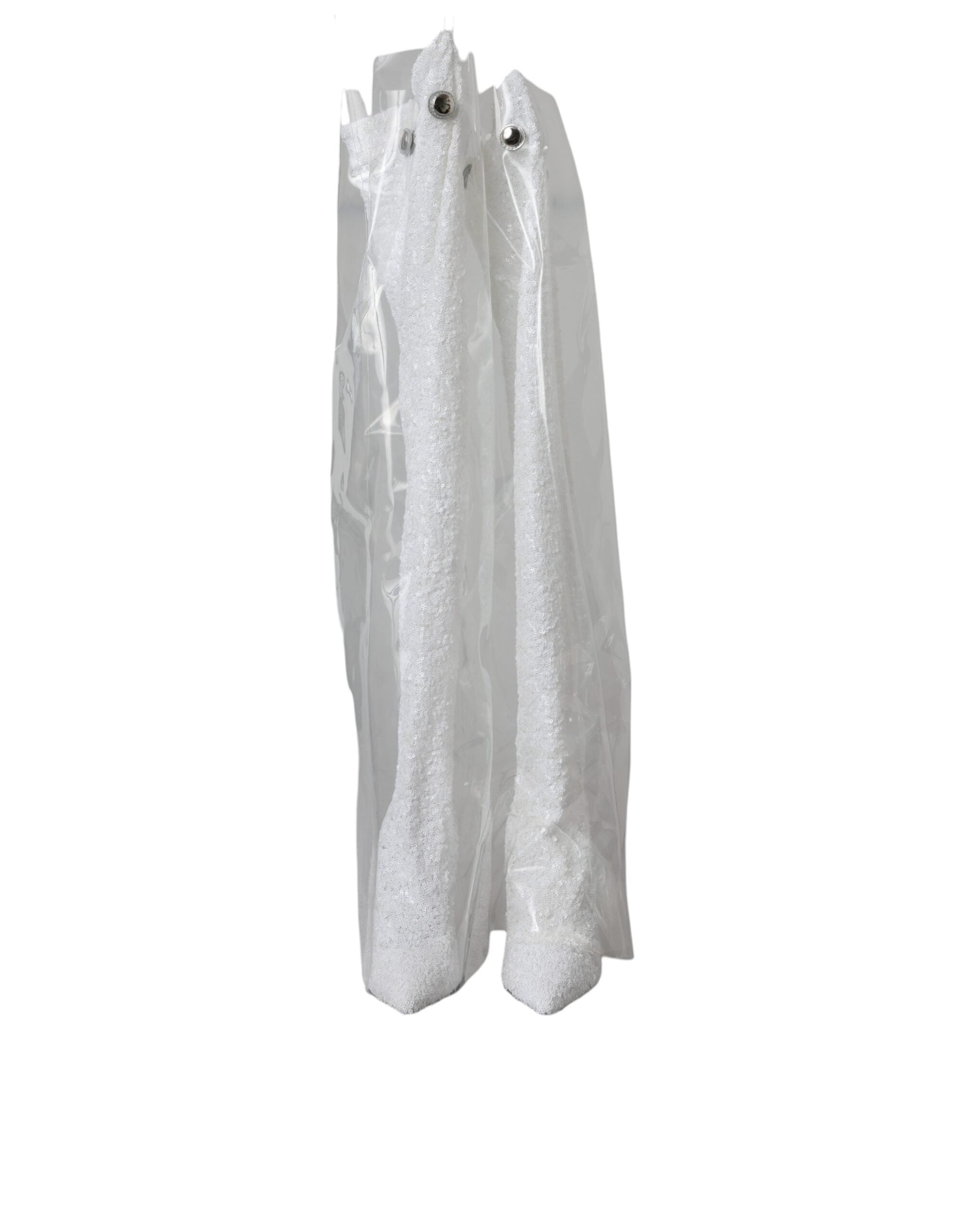 Dolce & Gabbana White Heels Stiletto Knee High Boots Women's Shoes