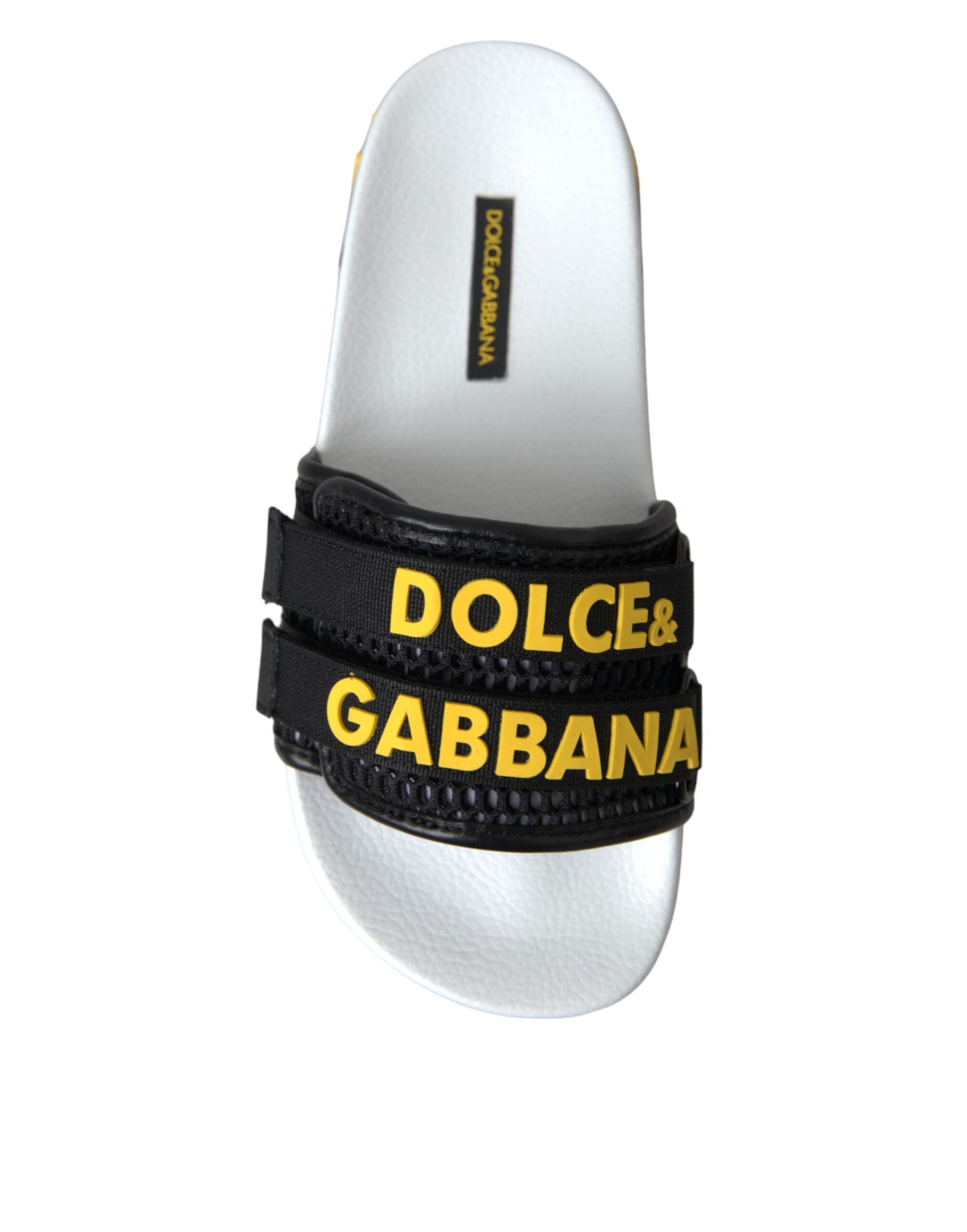 Dolce & Gabbana White Black Logo Beachwear Flats Sandals Women's Shoes