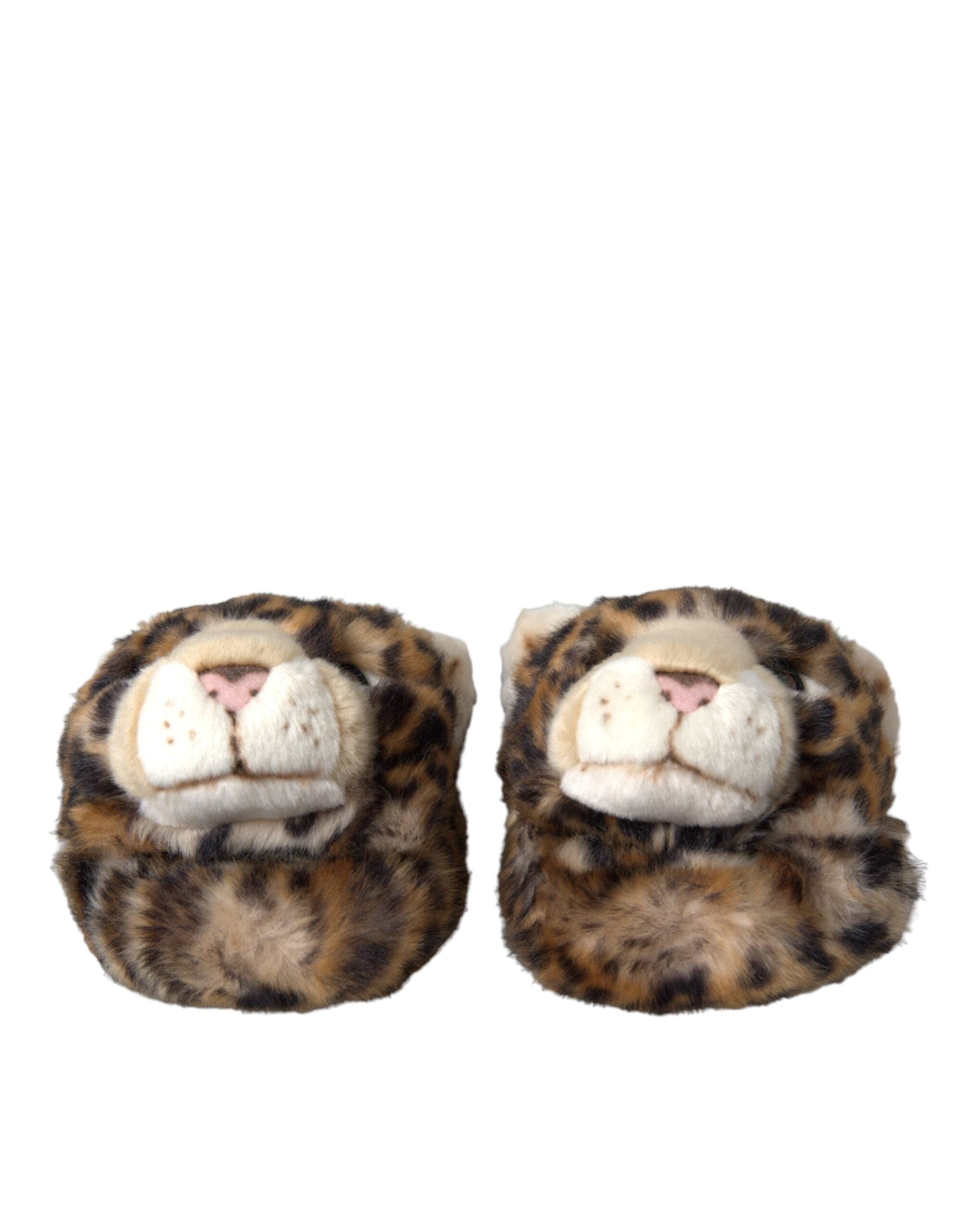 Dolce & Gabbana Brown Tiger Slippers Flats Sandals Women's Shoes