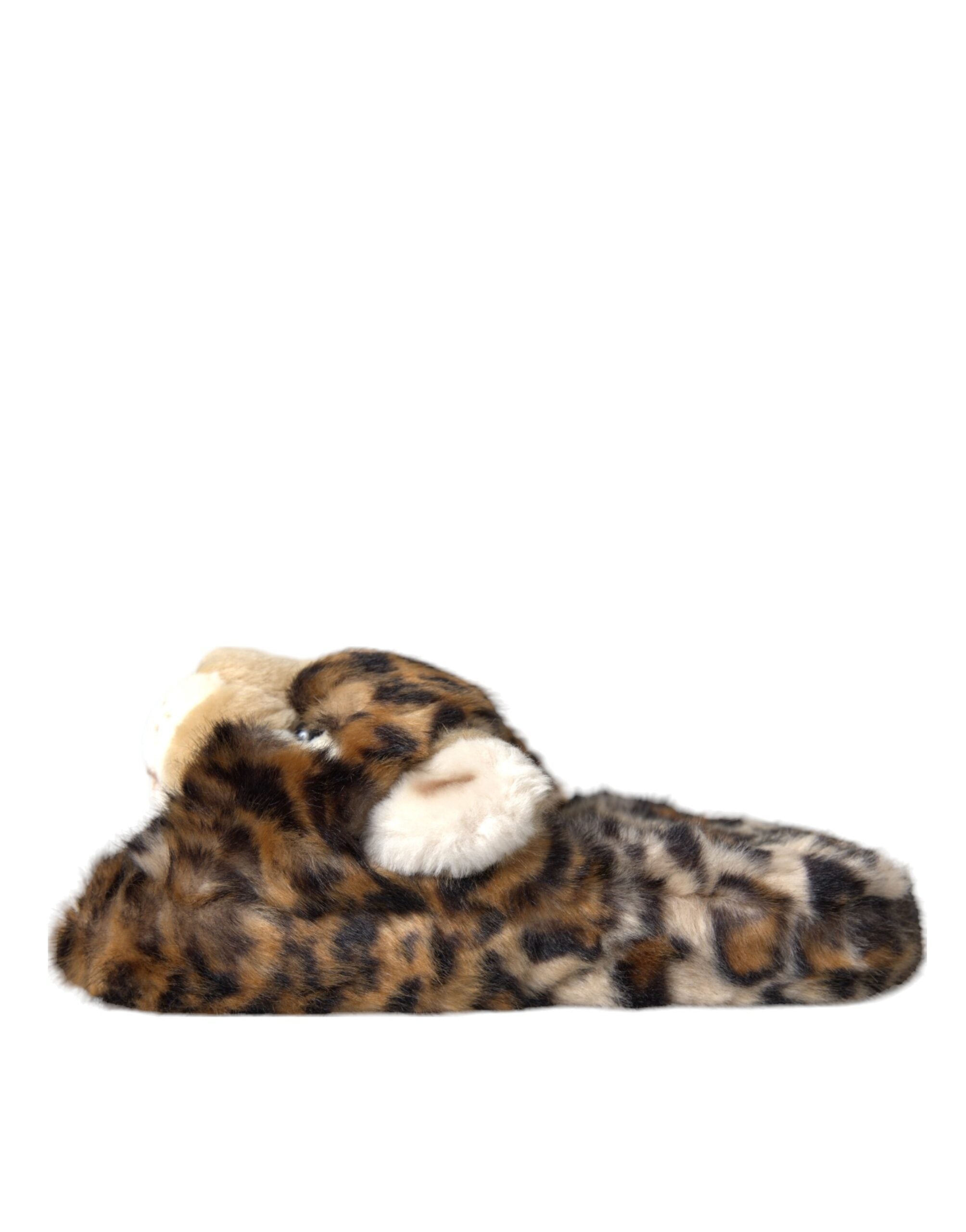 Dolce & Gabbana Brown Tiger Slippers Flats Sandals Women's Shoes