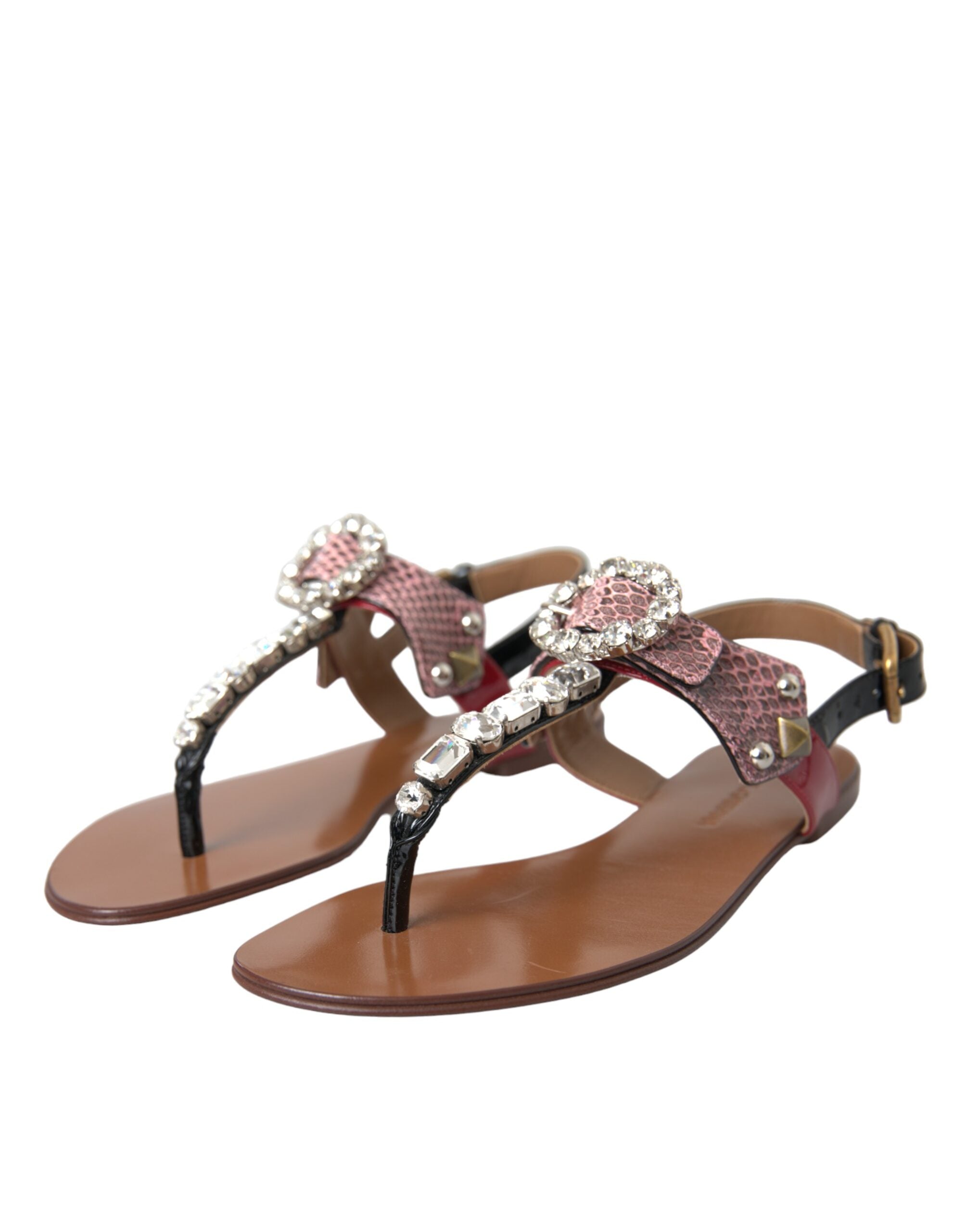 Dolce & Gabbana Multicolor Crystal Sandals Flip Flops Women's Shoes (Pre-Owned)