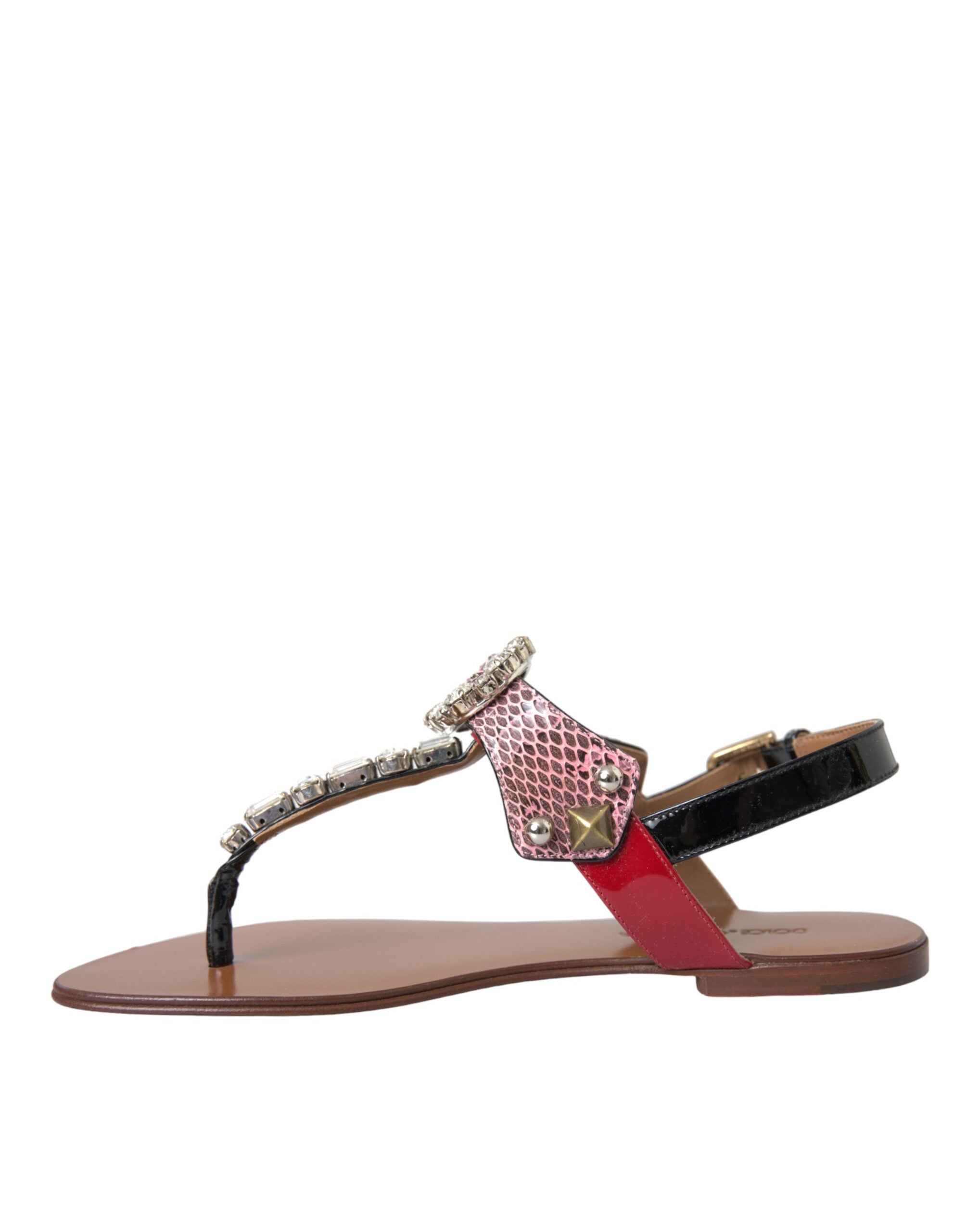 Dolce & Gabbana Multicolor Crystal Sandals Flip Flops Women's Shoes (Pre-Owned)