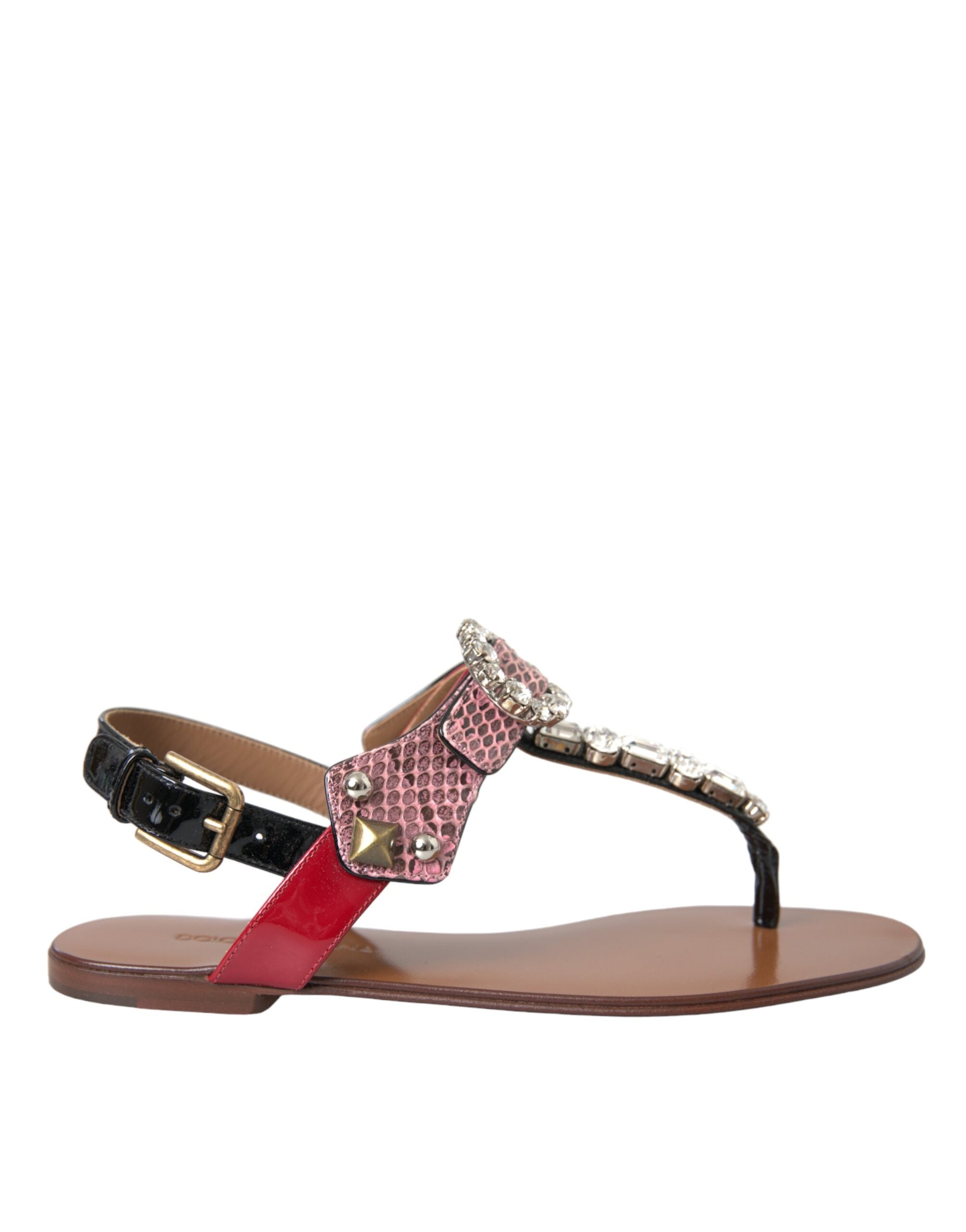 Dolce & Gabbana Multicolor Crystal Sandals Flip Flops Women's Shoes (Pre-Owned)