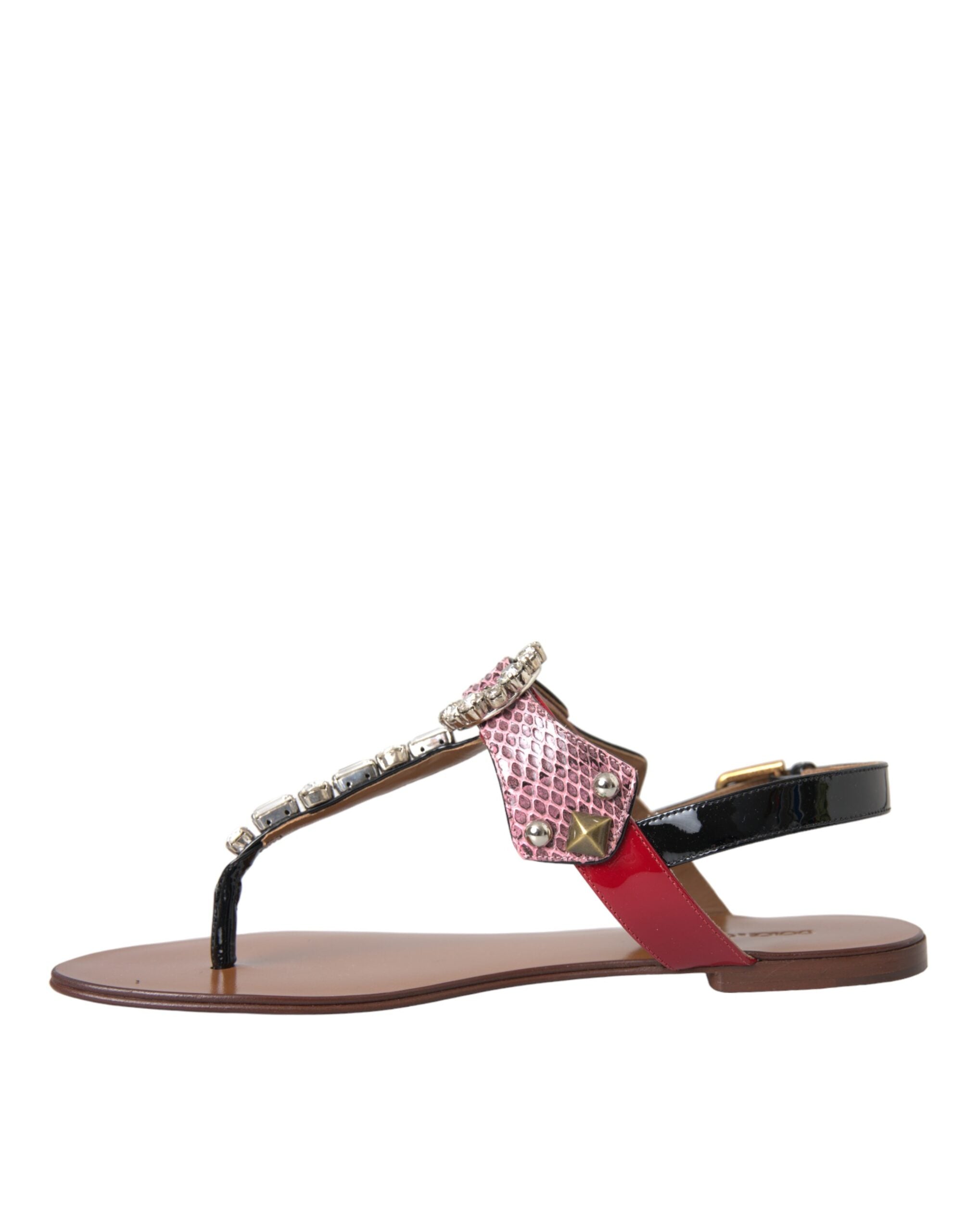 Dolce & Gabbana Multicolor Crystal Sandals Flip Flops Women's Shoes