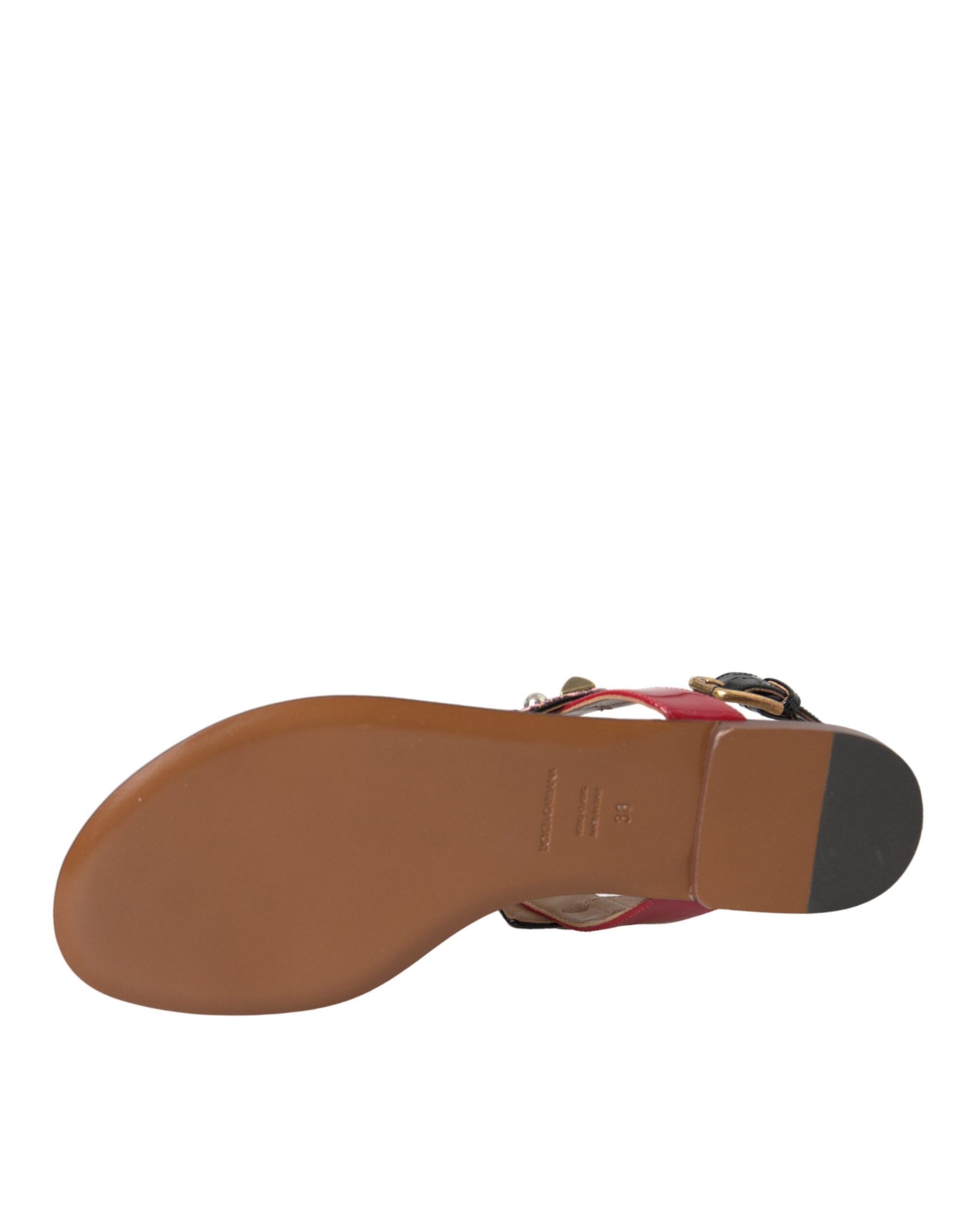 Dolce & Gabbana Multicolor Crystal Sandals Flip Flops Women's Shoes