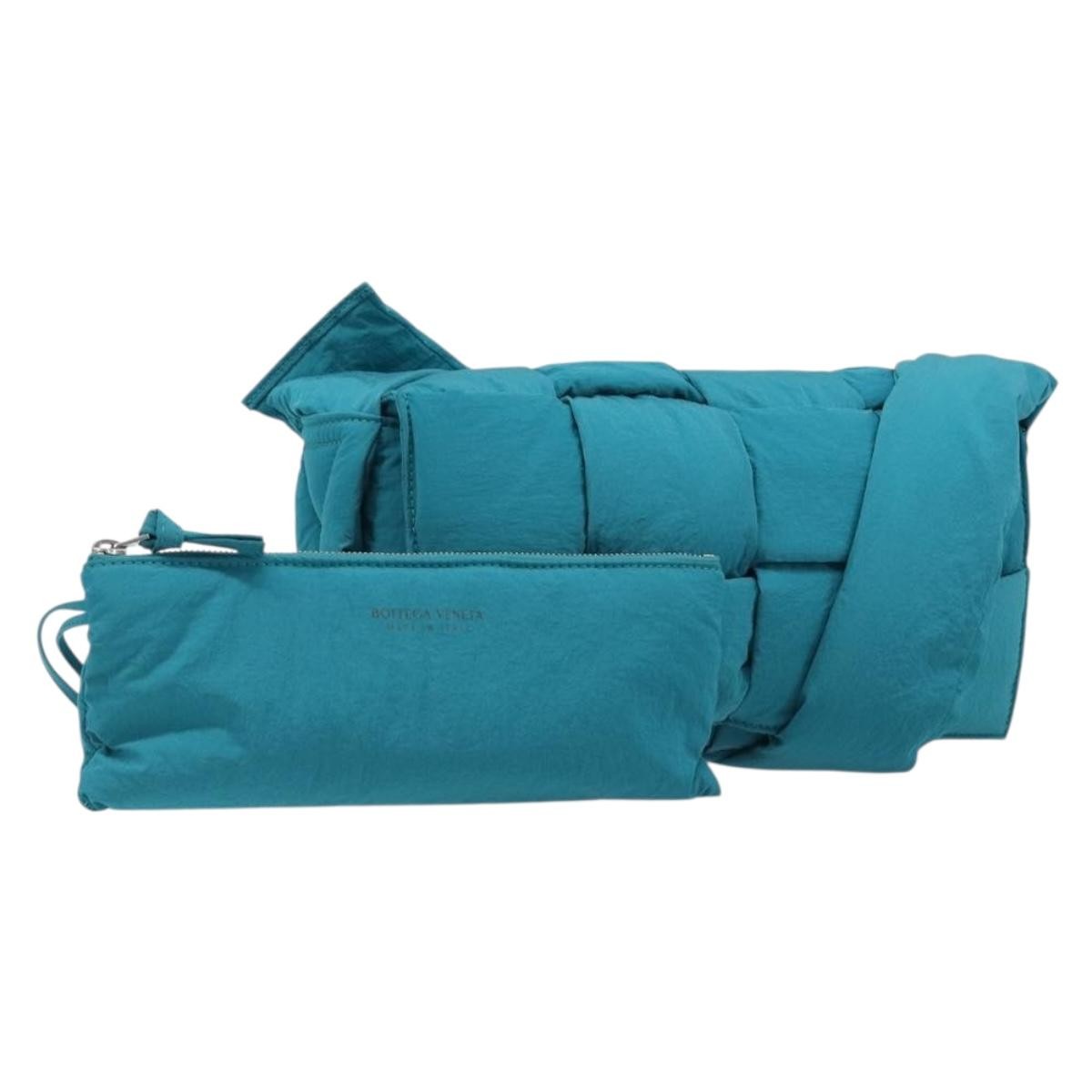 Bottega Veneta Padded Tech Cassette Intrecciato Nylon Turquoise Nylon Crossbody Bag Bag (Pre-Owned)