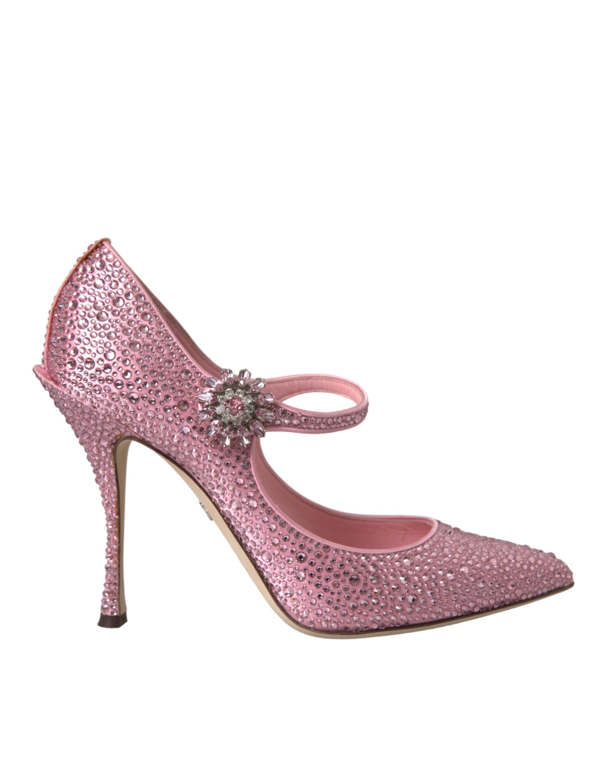 Dolce & Gabbana Pink Strass Crystal Heels Pumps Women's Shoes