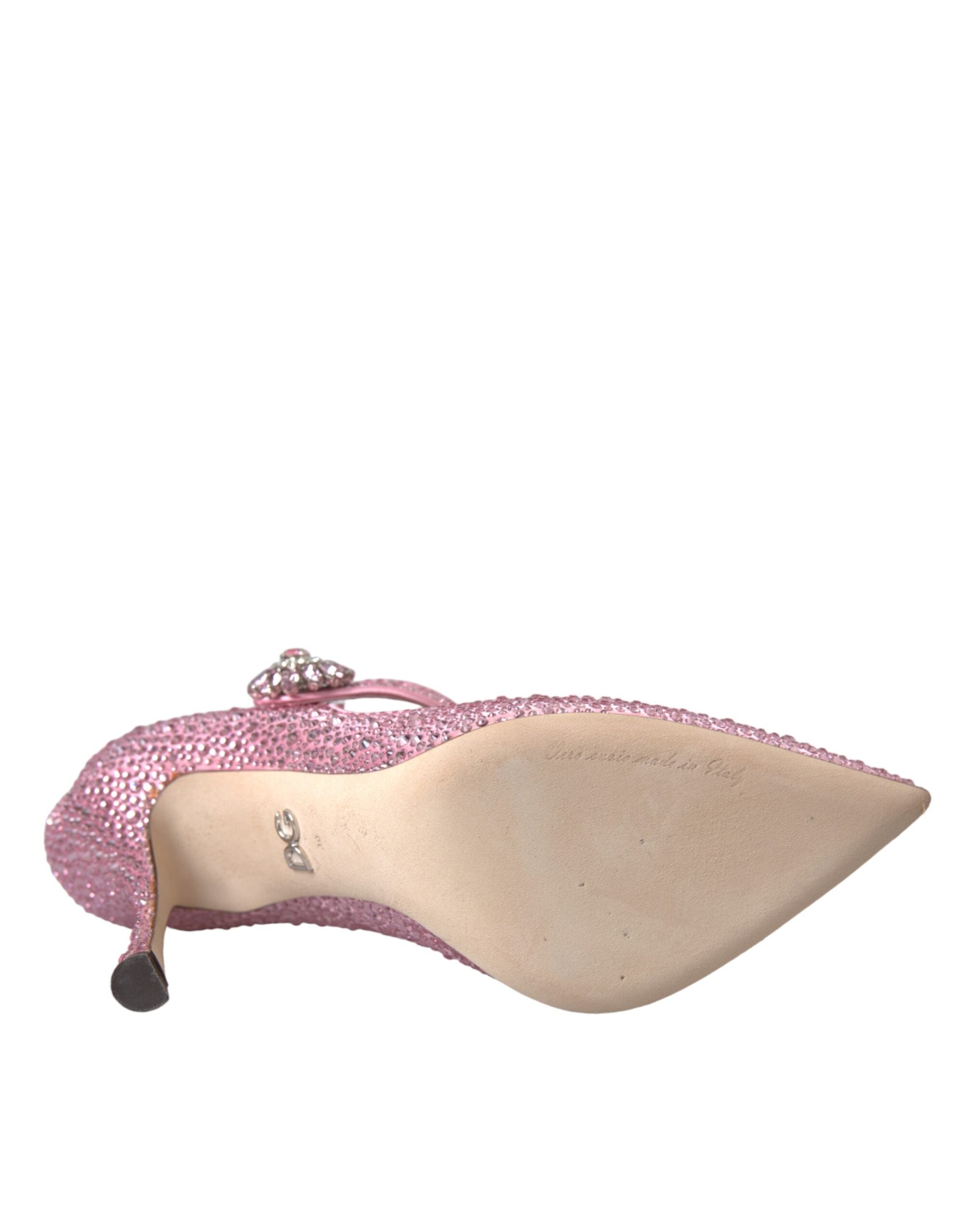 Dolce & Gabbana Pink Strass Crystal Heels Pumps Women's Shoes