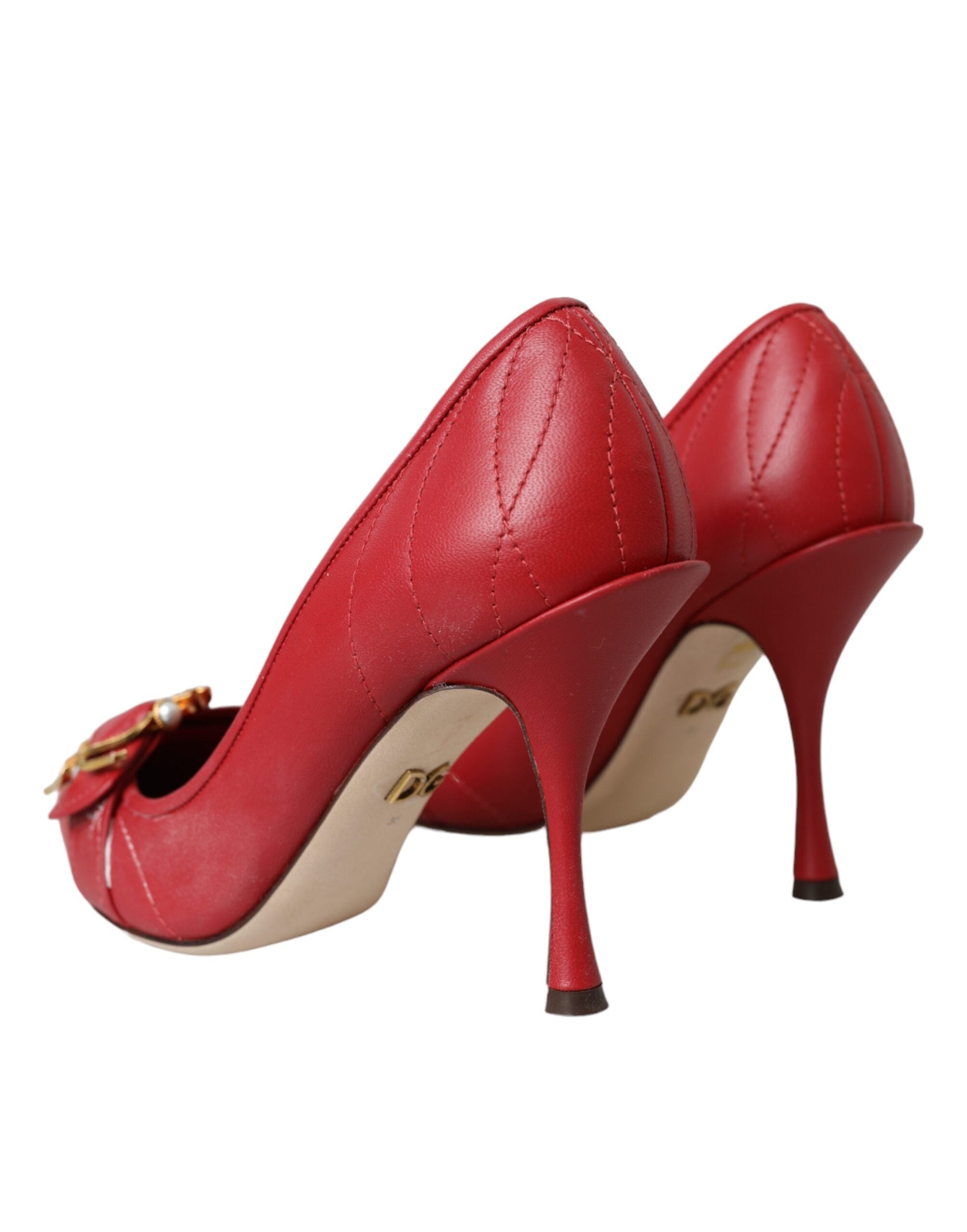 Dolce & Gabbana Red Devotion Leather Heels Pumps Women's Shoes