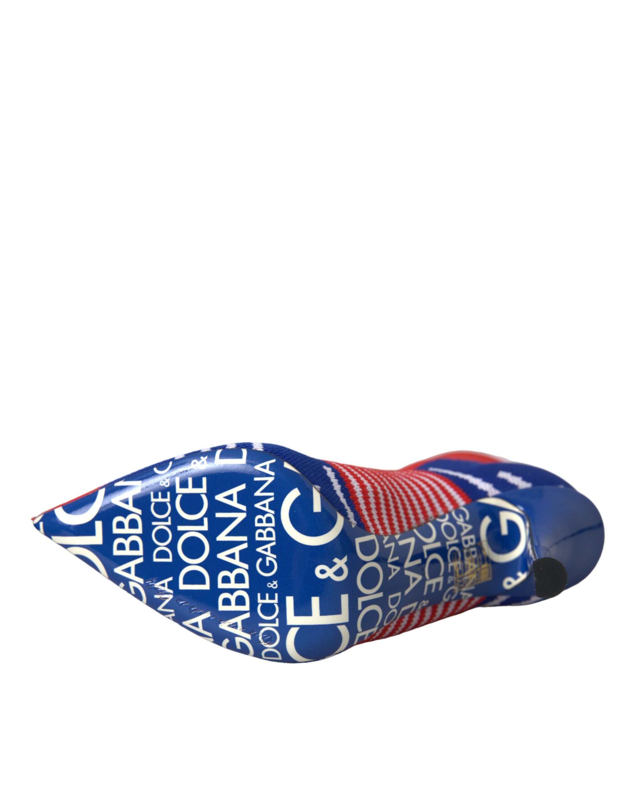 Dolce & Gabbana Red Blue Stretch Sock Style Ankle Boots Logo Women's Shoes