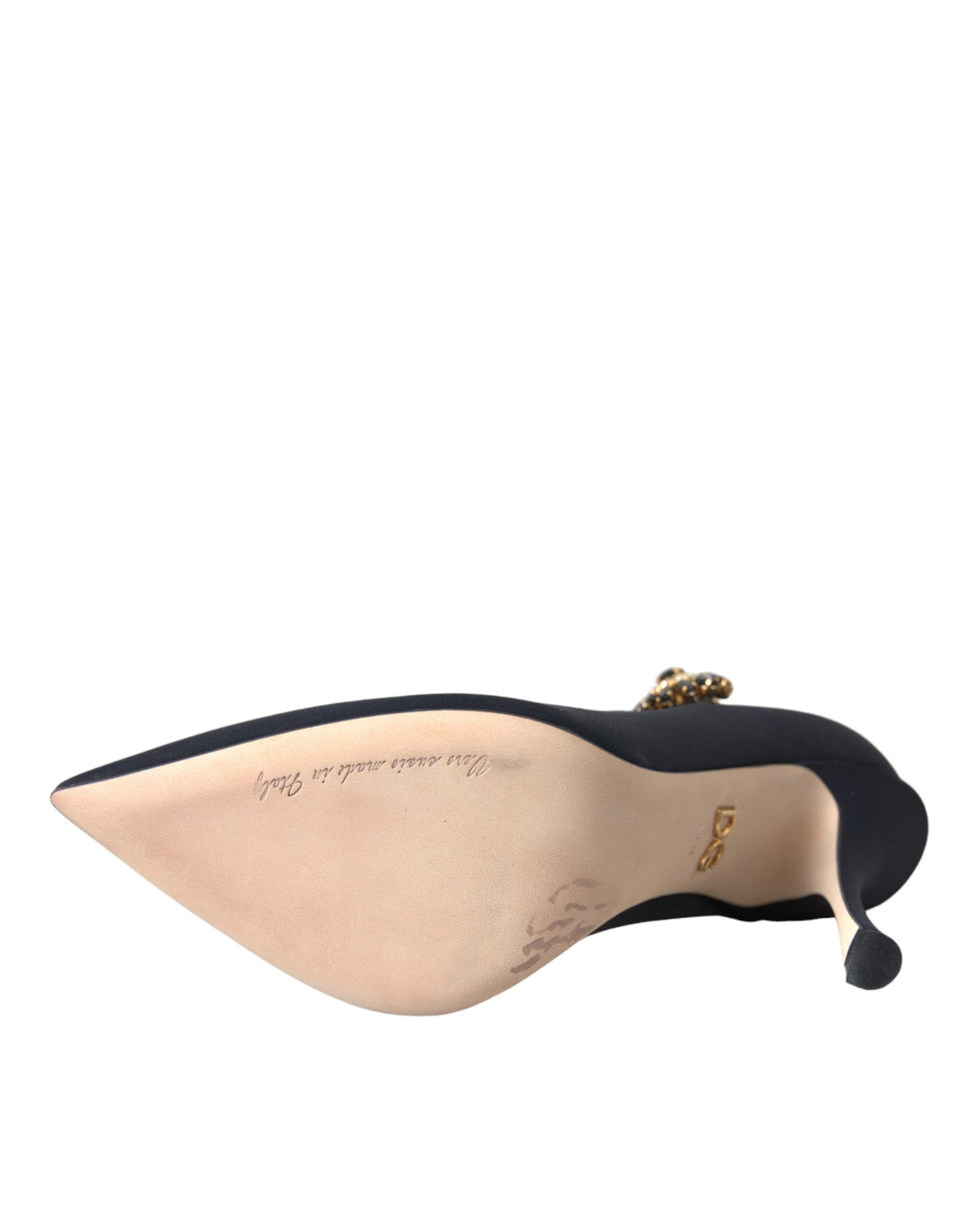 Dolce & Gabbana Black Mary Jane Jersey Crystal Pumps Women's Shoes