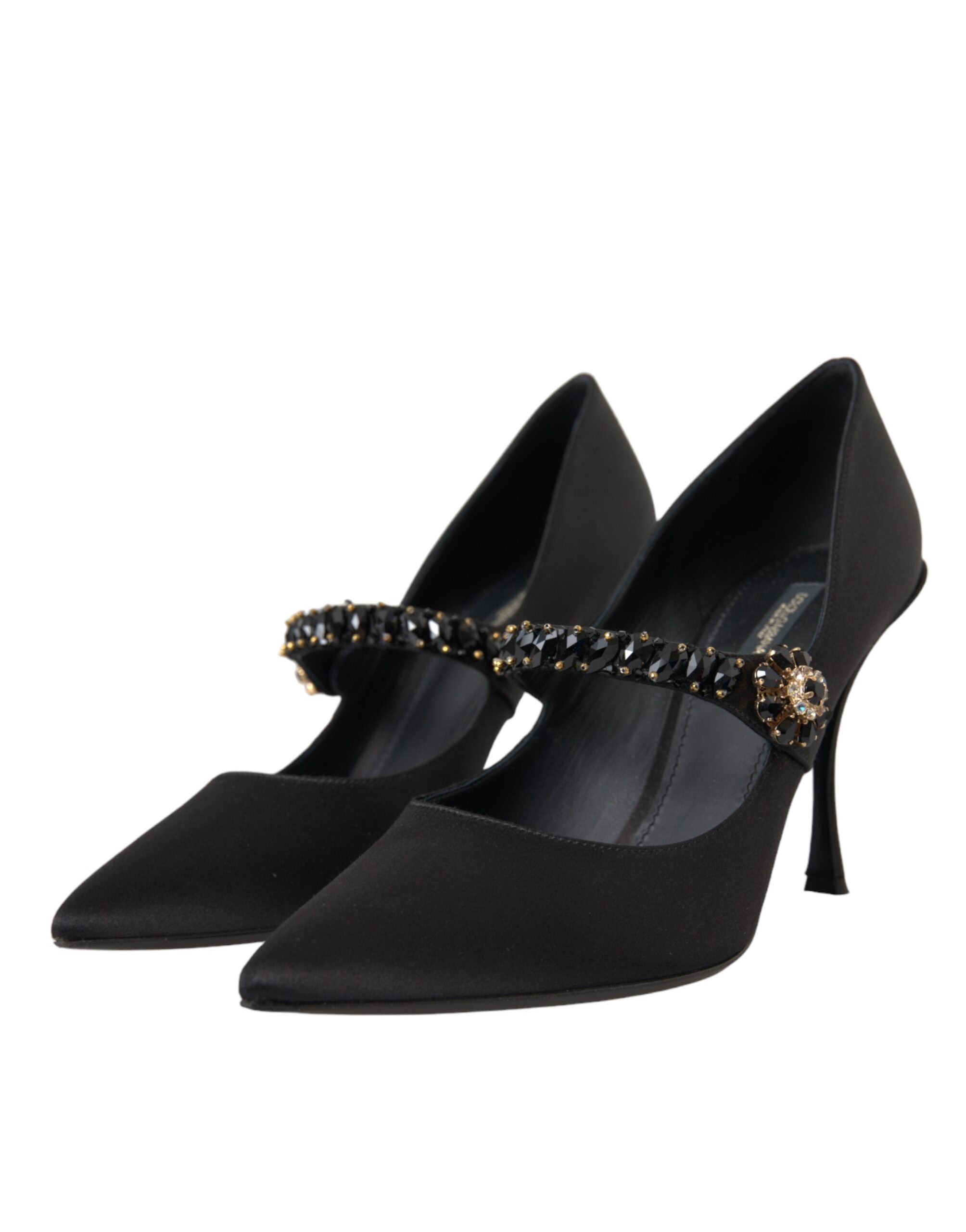 Dolce & Gabbana Black Mary Jane Crystal Heels Pumps Women's Shoes (Pre-Owned)