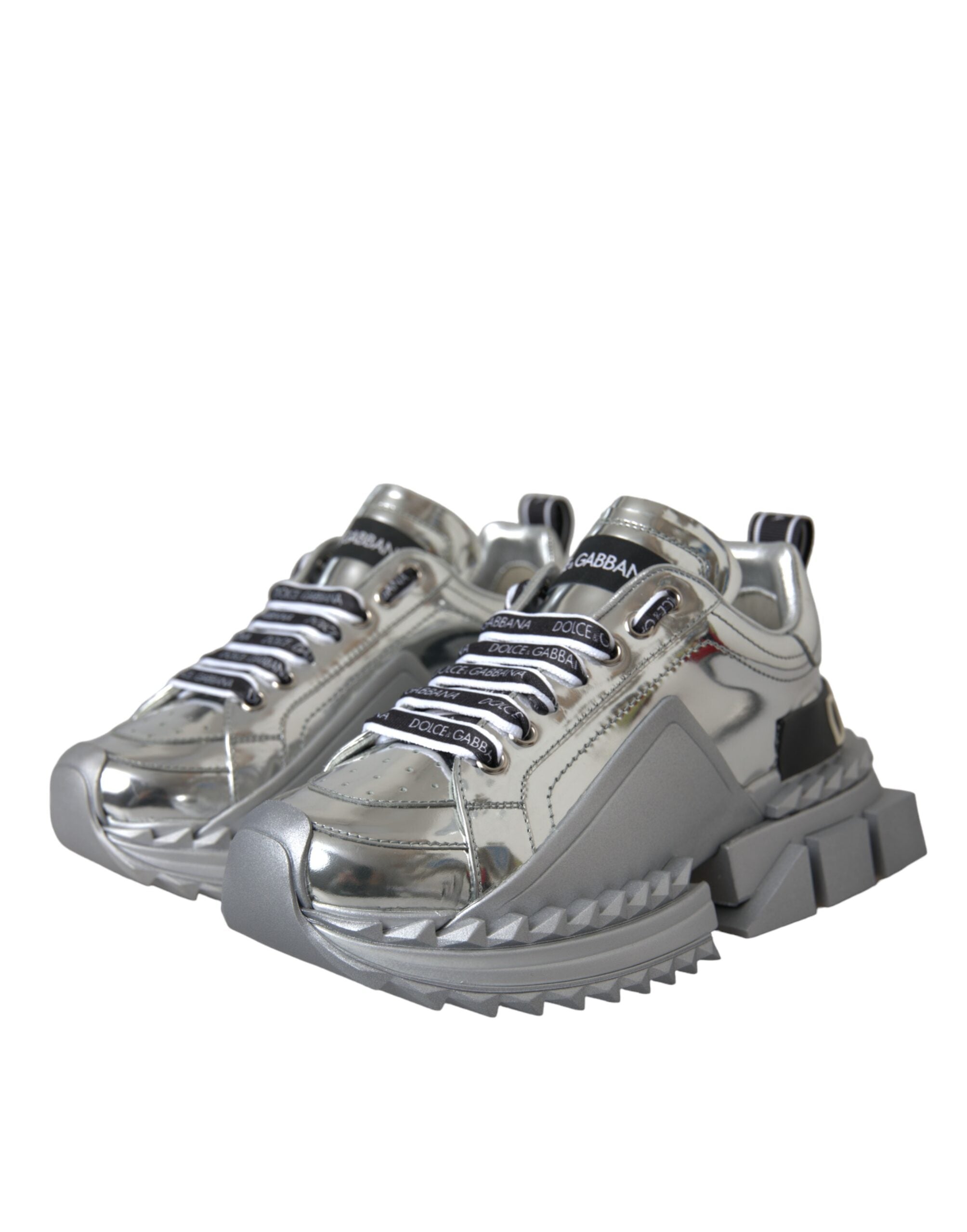 Dolce & Gabbana Silver Leather Super Queen Sneakers Women's Shoes (Pre-Owned)