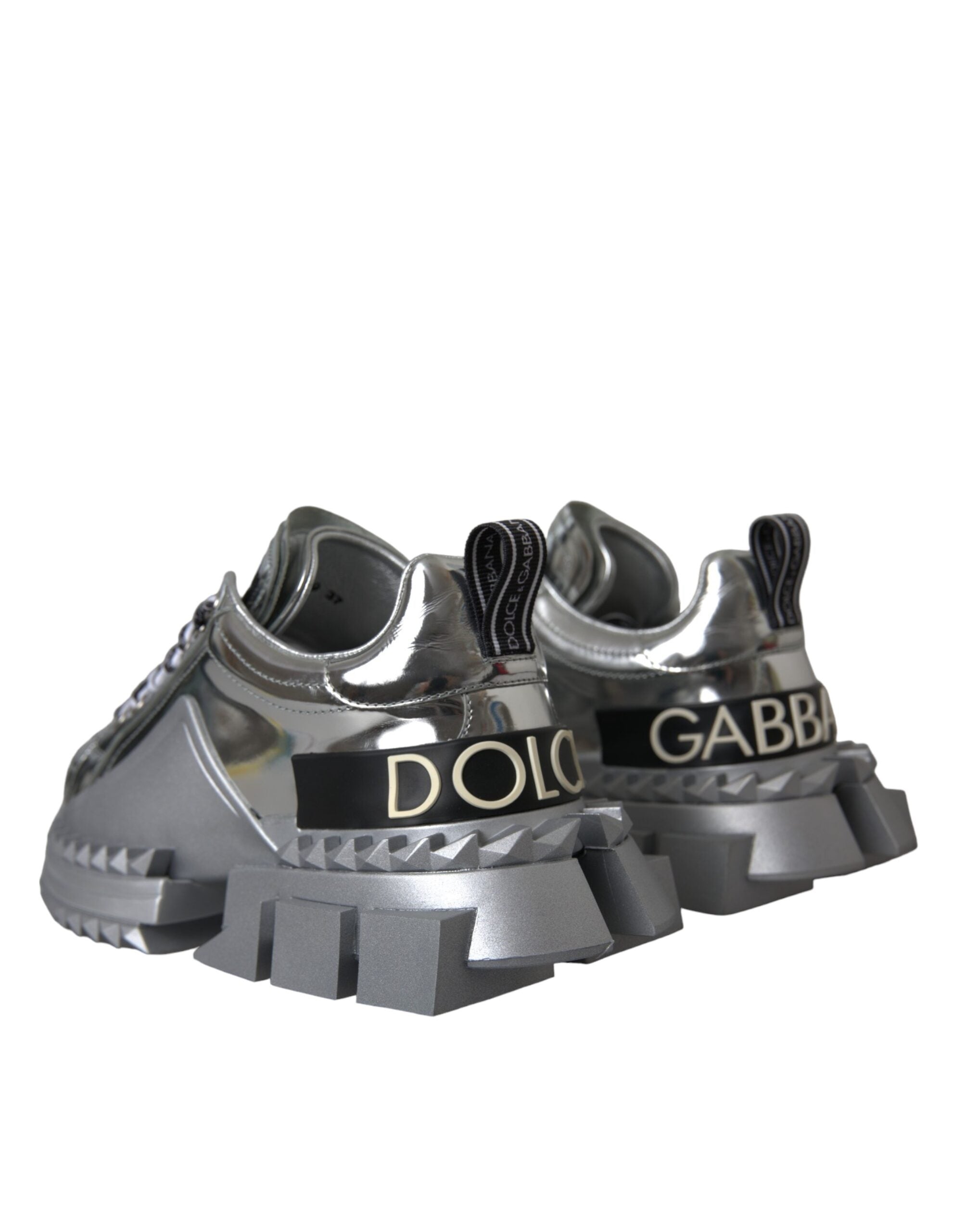 Dolce & Gabbana Silver Leather Super Queen Sneakers Women's Shoes (Pre-Owned)