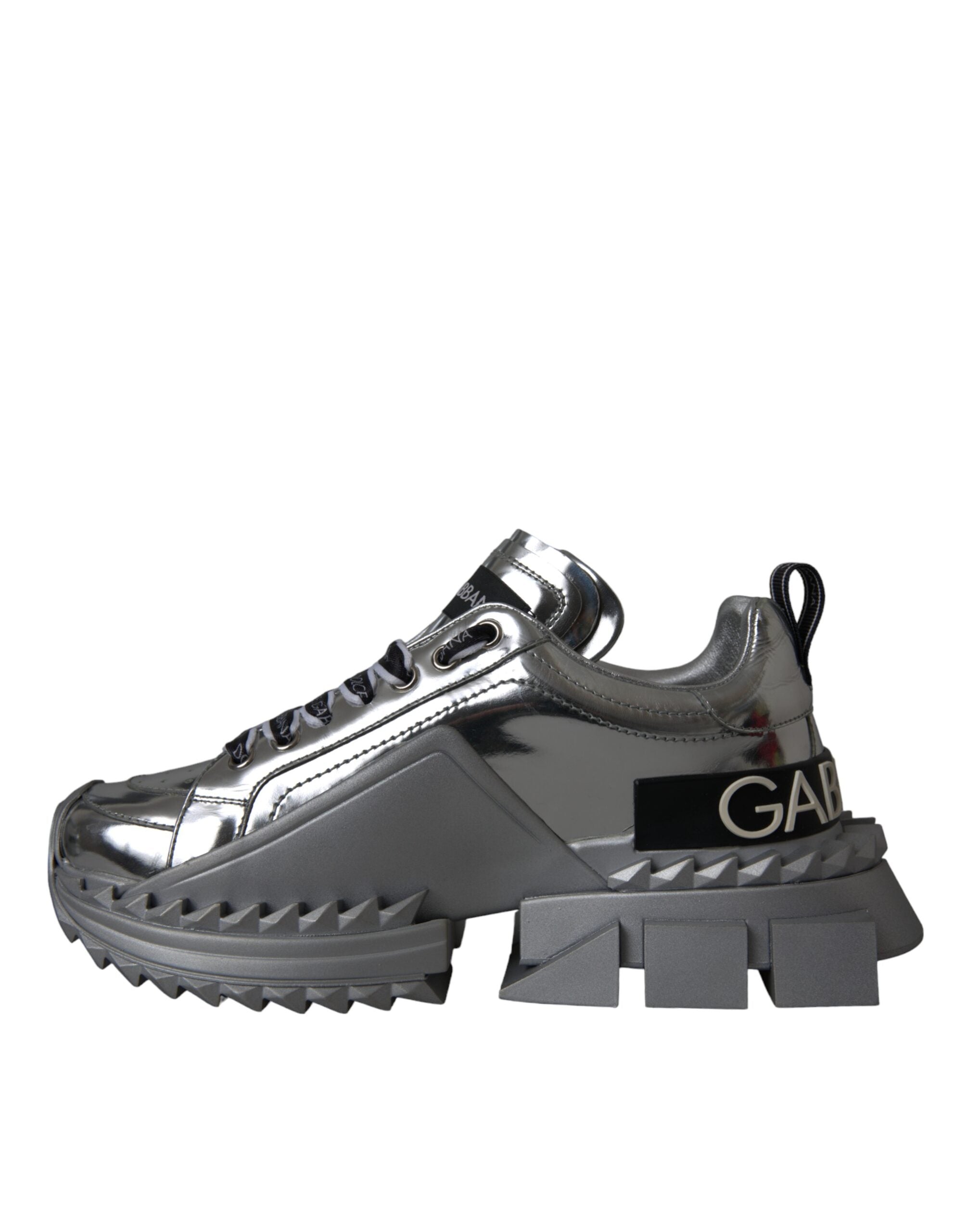 Dolce & Gabbana Silver Leather Super Queen Sneakers Women's Shoes (Pre-Owned)