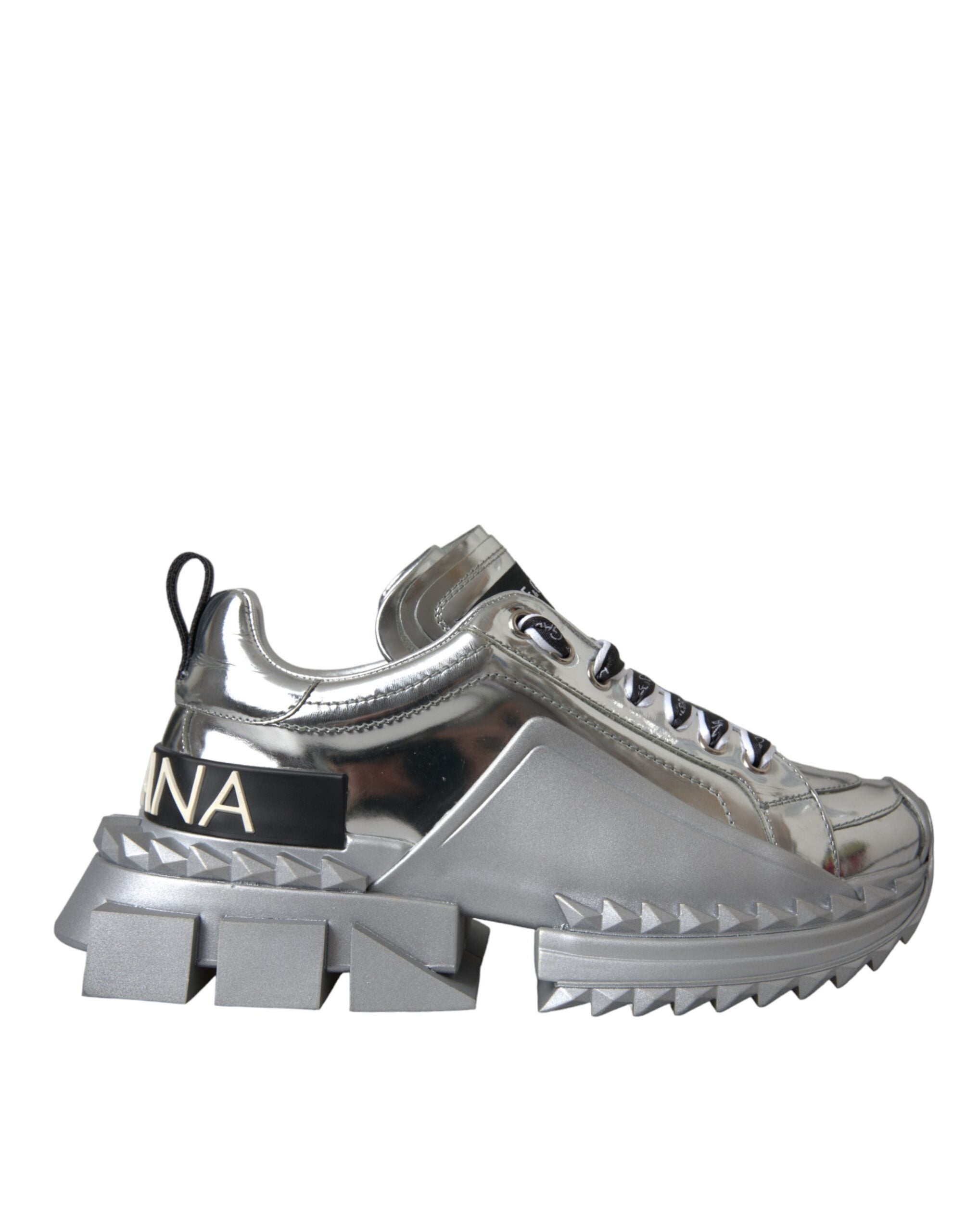 Dolce & Gabbana Silver Leather Super Queen Sneakers Women's Shoes (Pre-Owned)