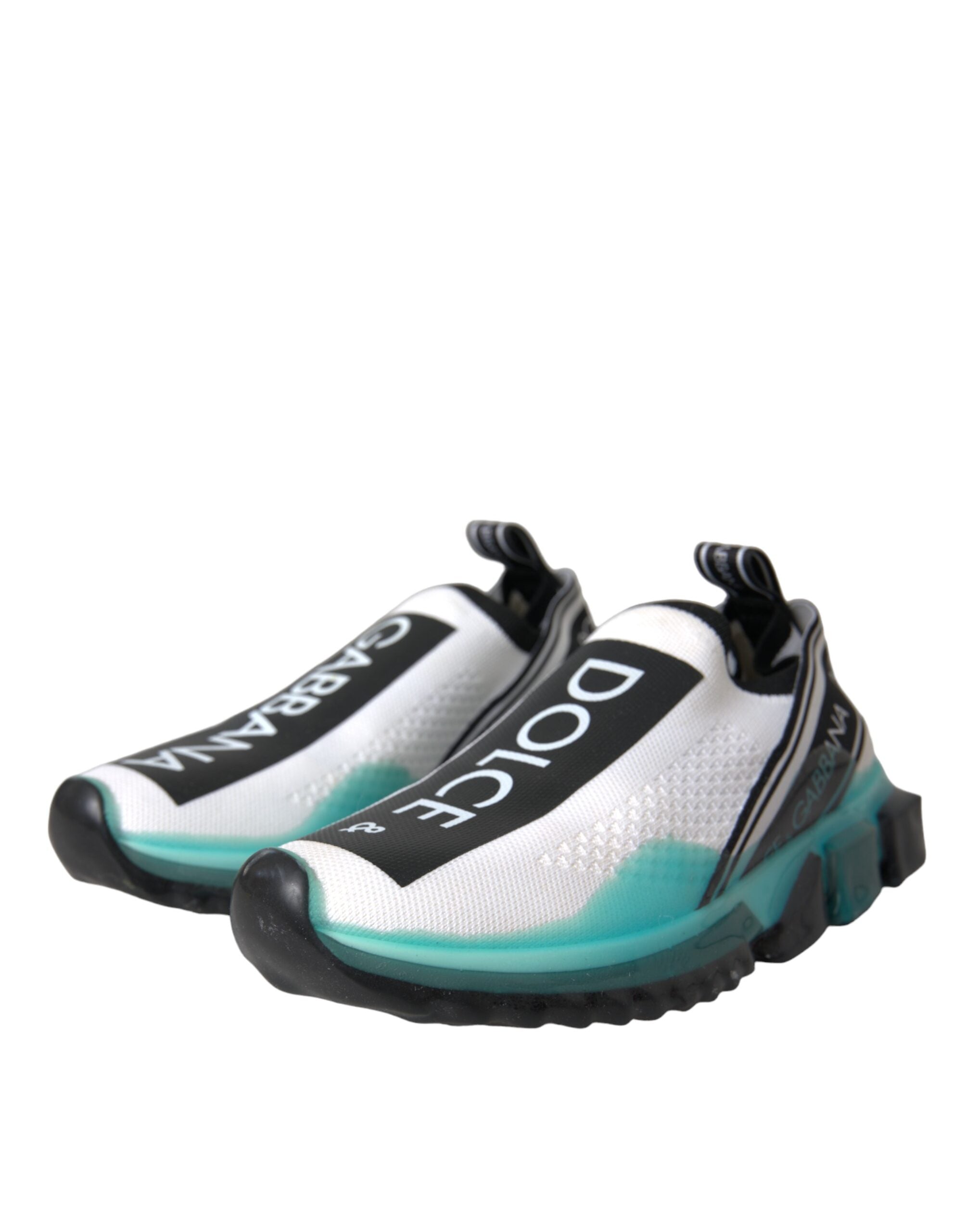 Dolce & Gabbana Black White Blue Slip On Sorrento Sneakers Women's Shoes