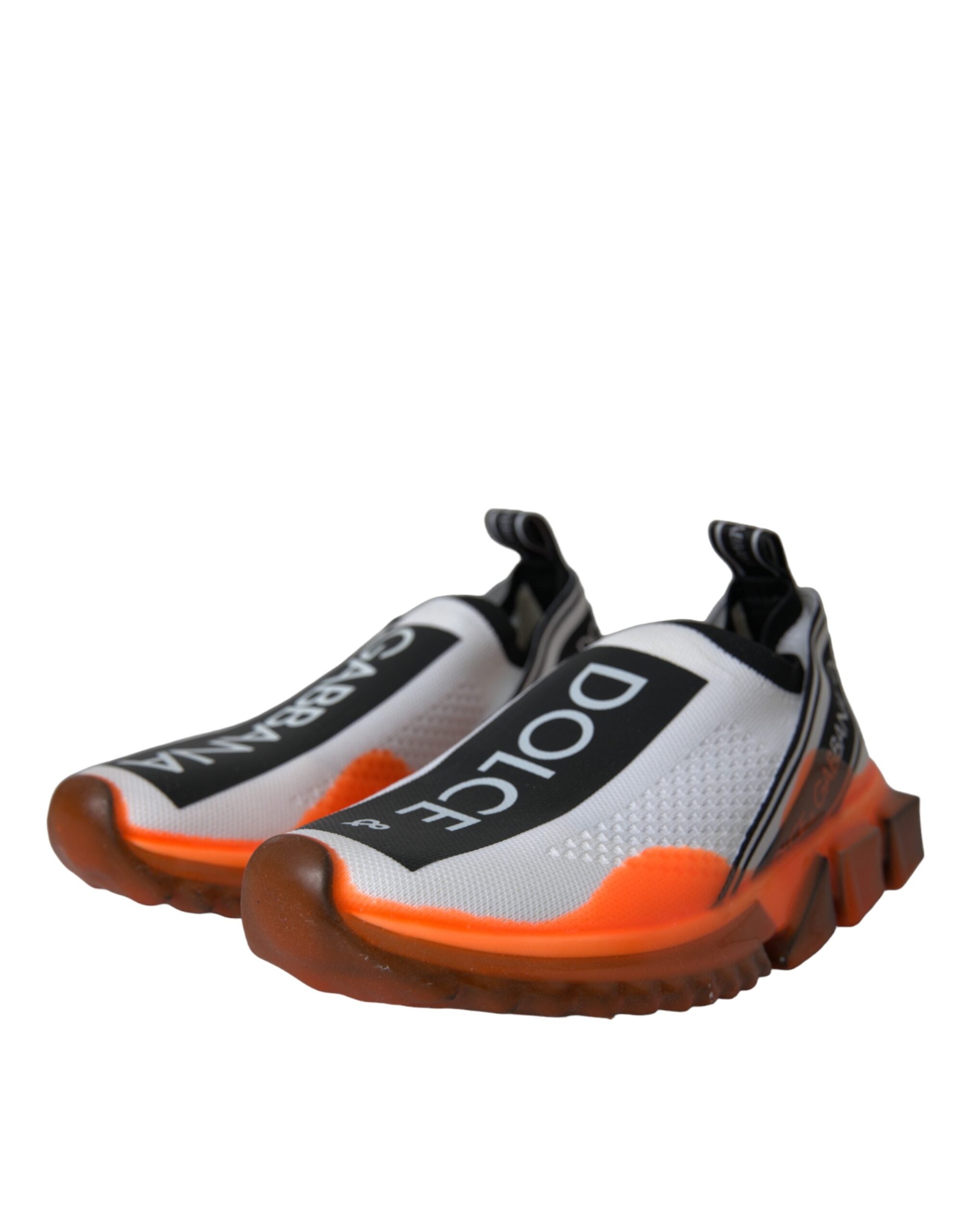 Dolce & Gabbana Black White Orange Slip On Sorrento Sneakers Women's Shoes