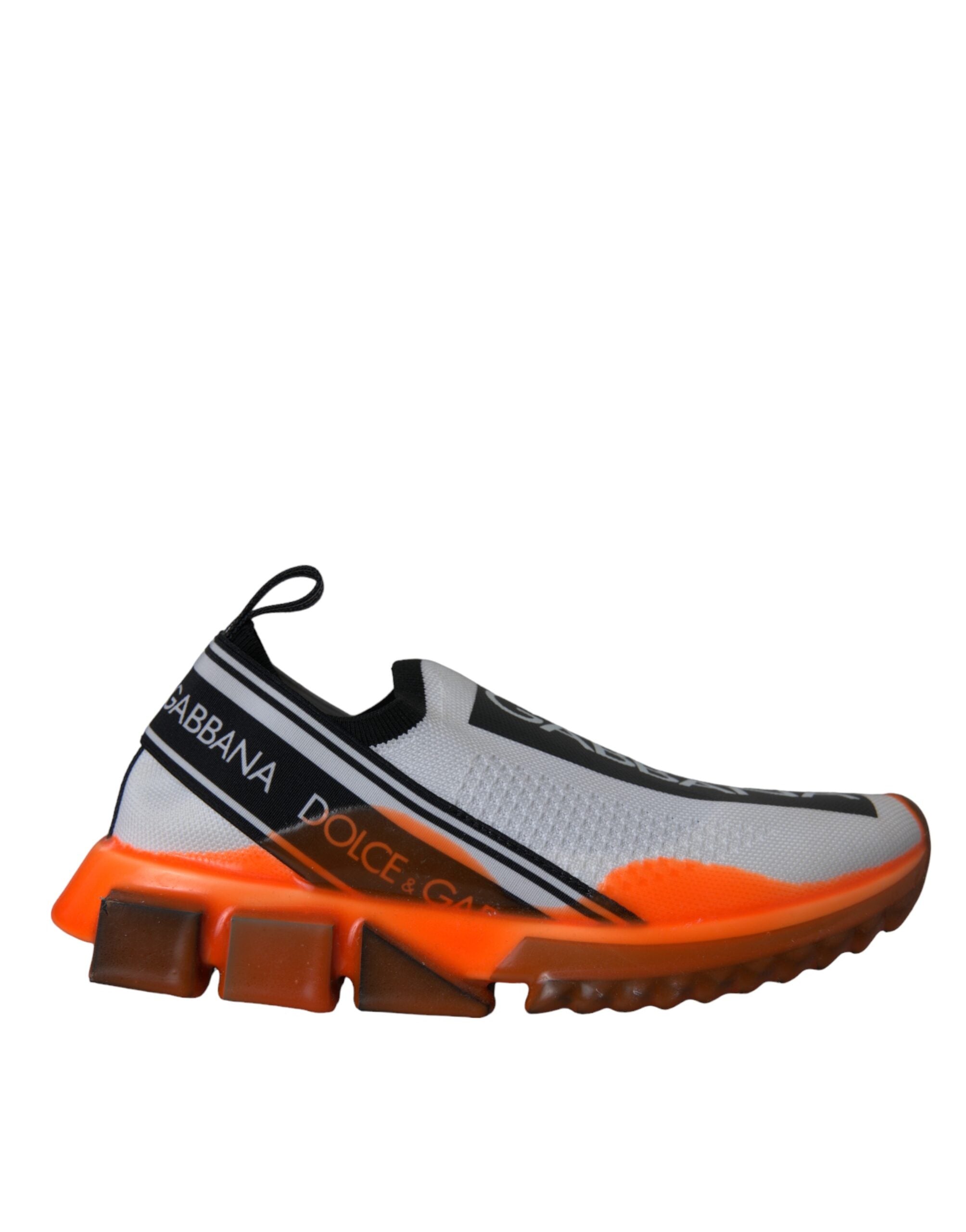 Dolce & Gabbana Black White Orange Slip On Sorrento Sneakers Women's Shoes