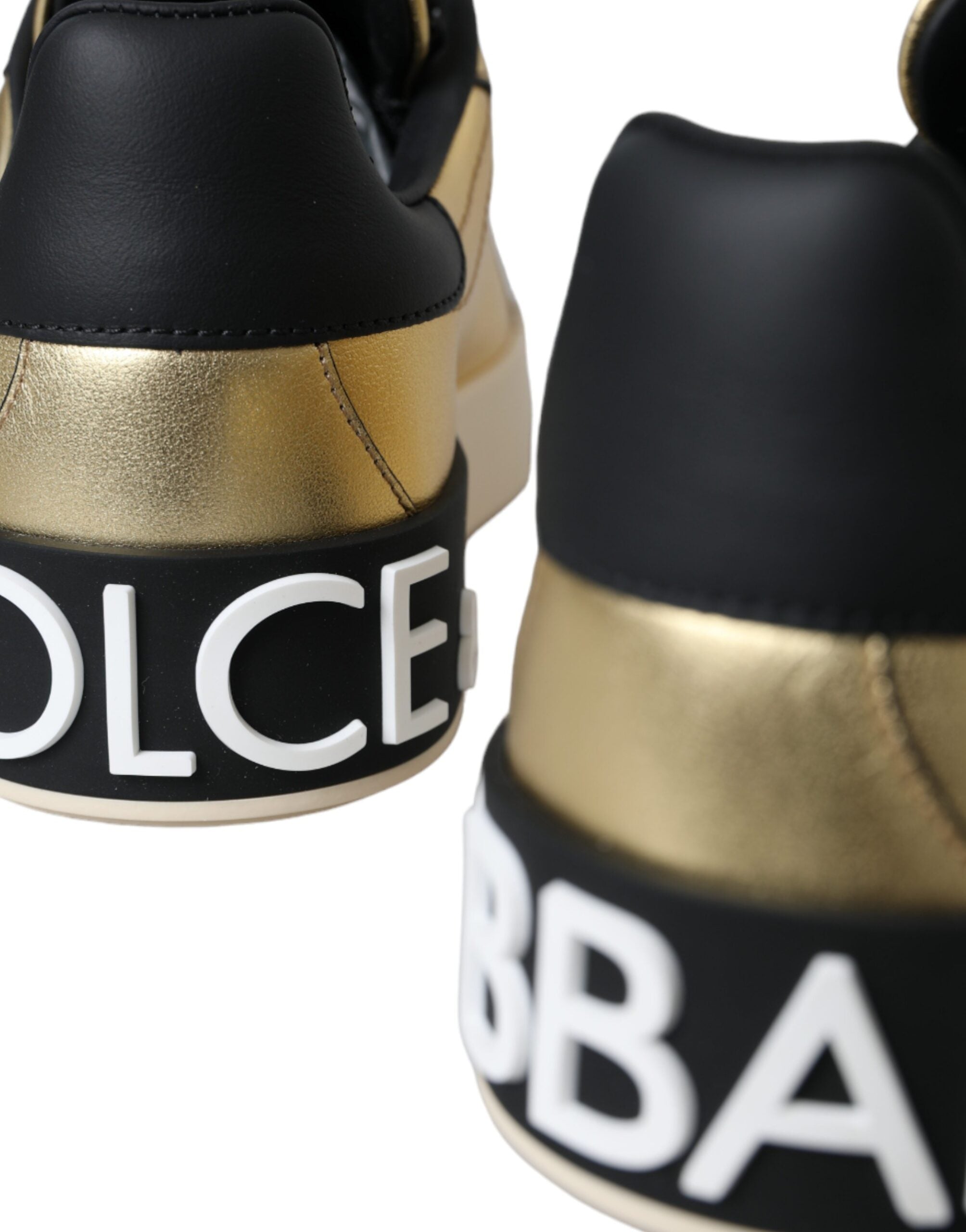 Dolce & Gabbana Gold Portofino Calf Leather Sneakers Women Women's Shoes