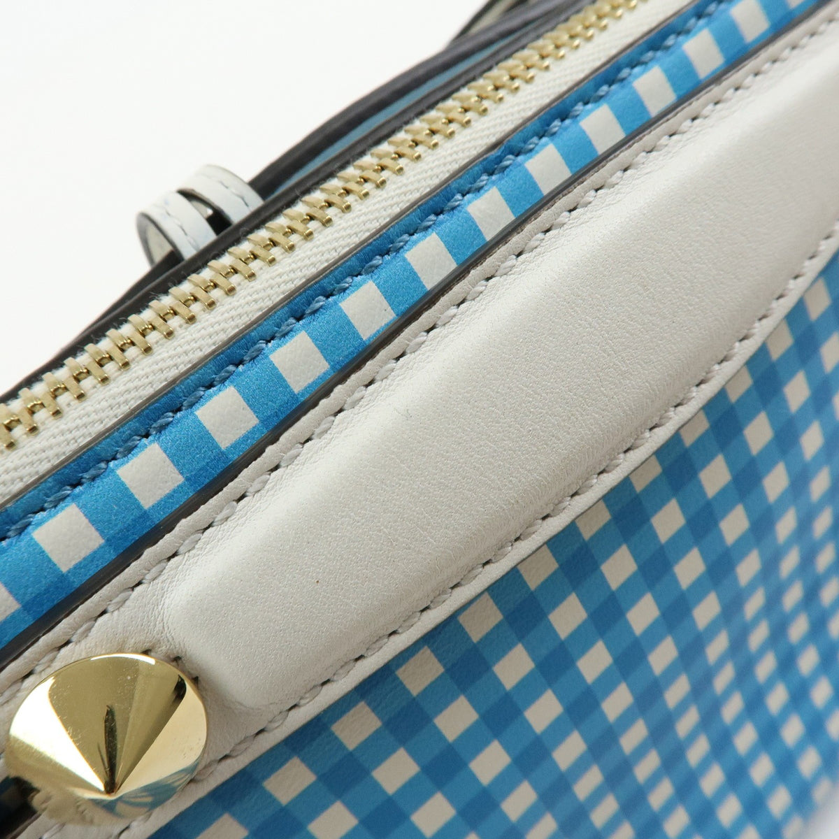 Fendi By The Way Satchel Printed Leather Blue Leather Handbag (Pre-Owned)
