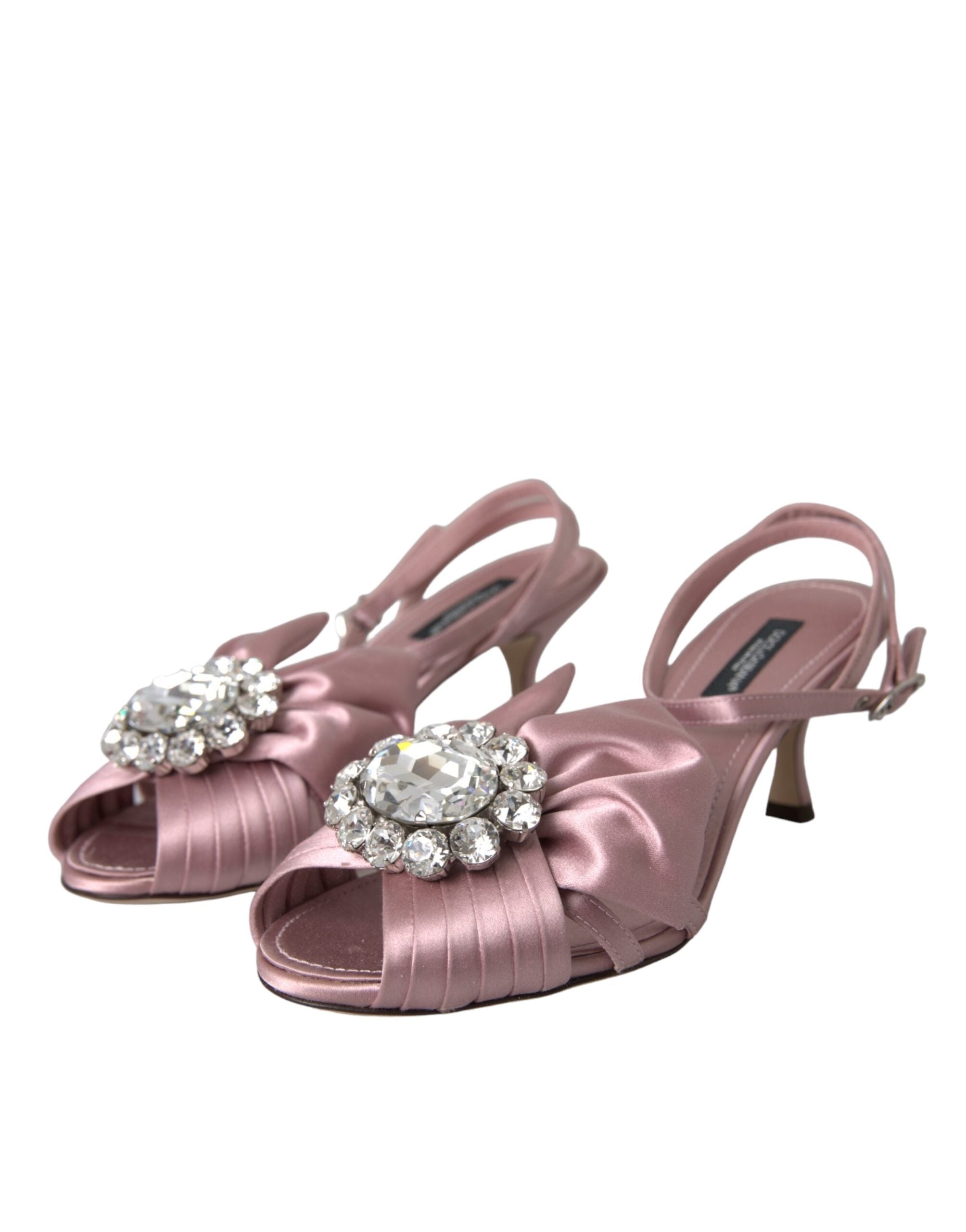 Dolce & Gabbana Pink Keira Crystal Heels Sandals Women's Shoes