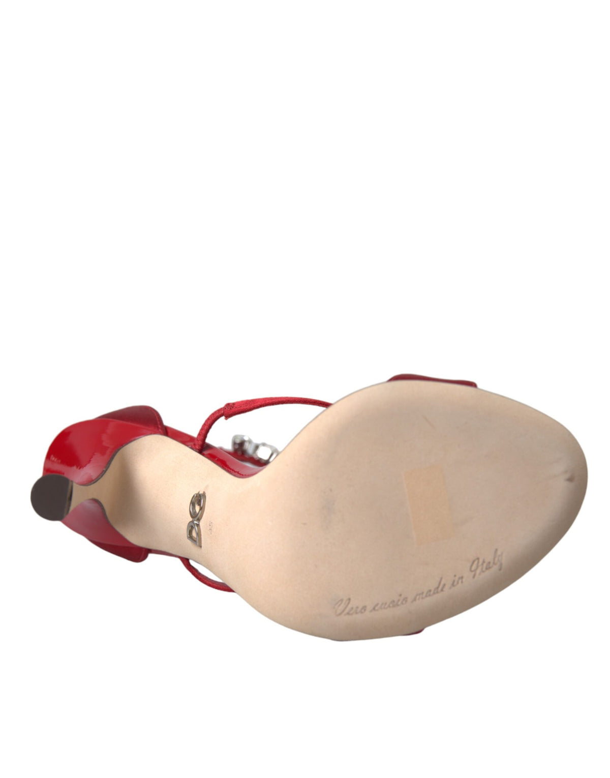 Dolce & Gabbana Red Keira Satin Crystals Sandals Heels Women's Shoes