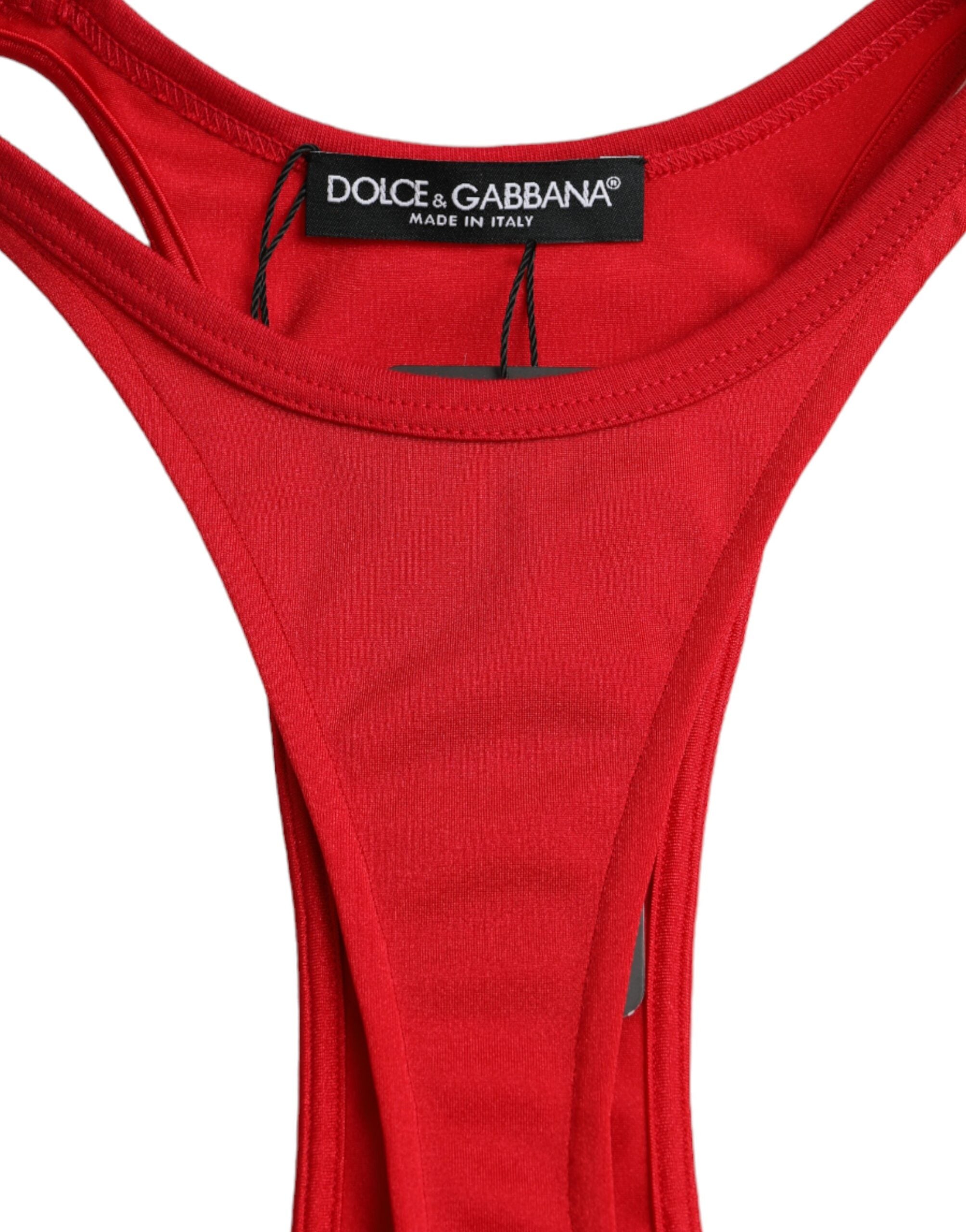 Dolce & Gabbana Red Nylon Stretch Bodycon Sheath Mini Women's Dress