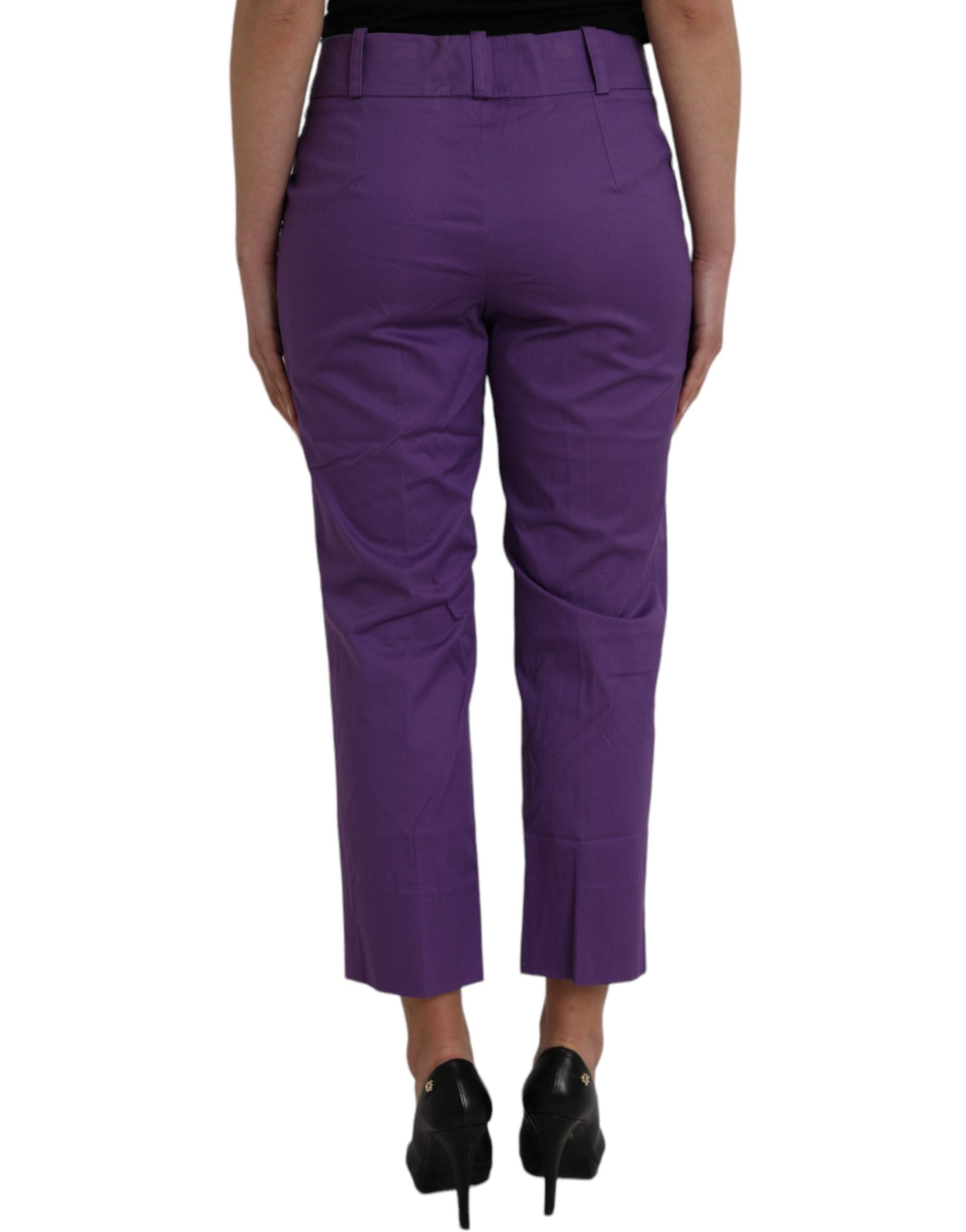 BENCIVENGA Purple Cotton MidWaist Straight Cropped Women's Pants