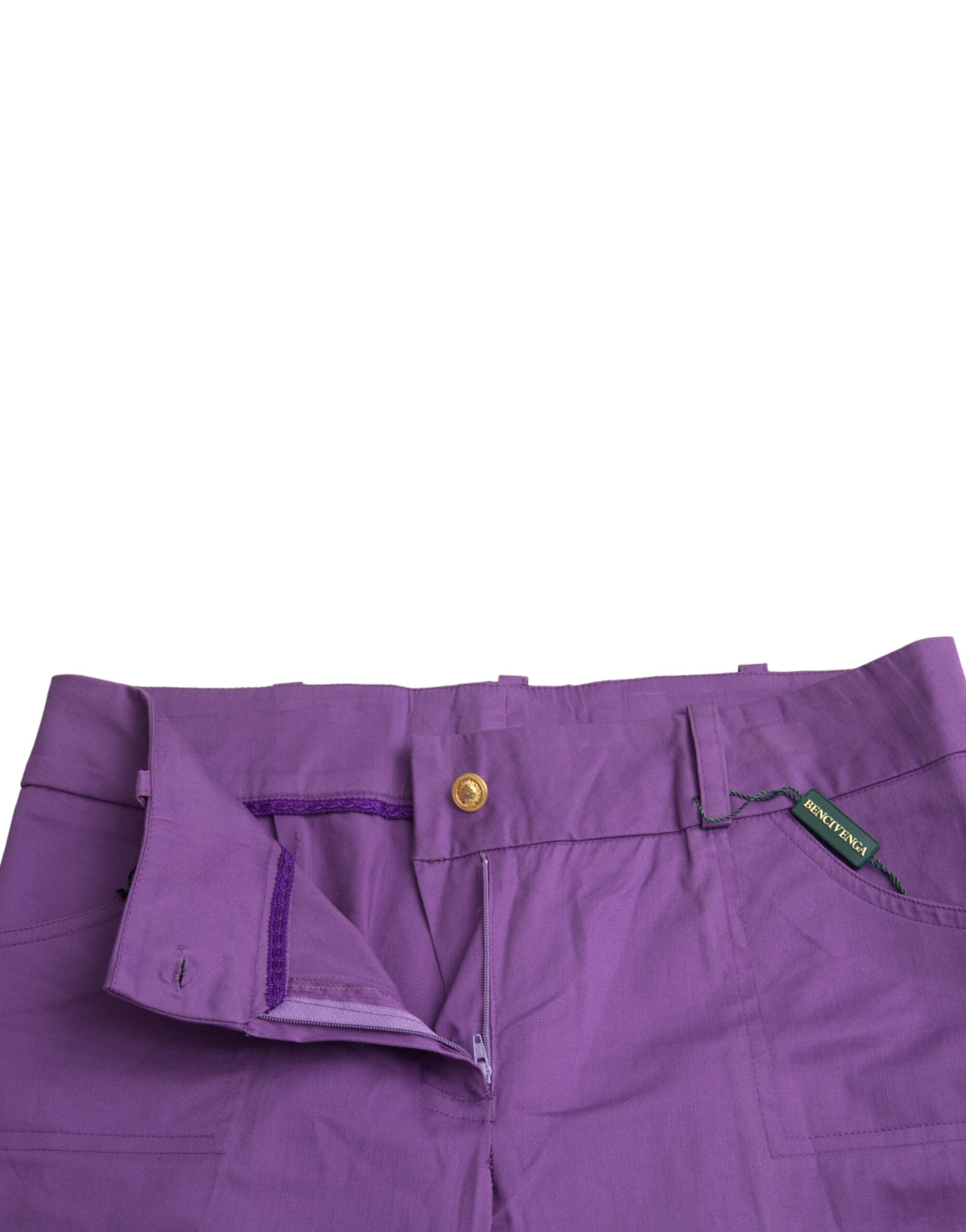 BENCIVENGA Purple Cotton MidWaist Straight Cropped Women's Pants